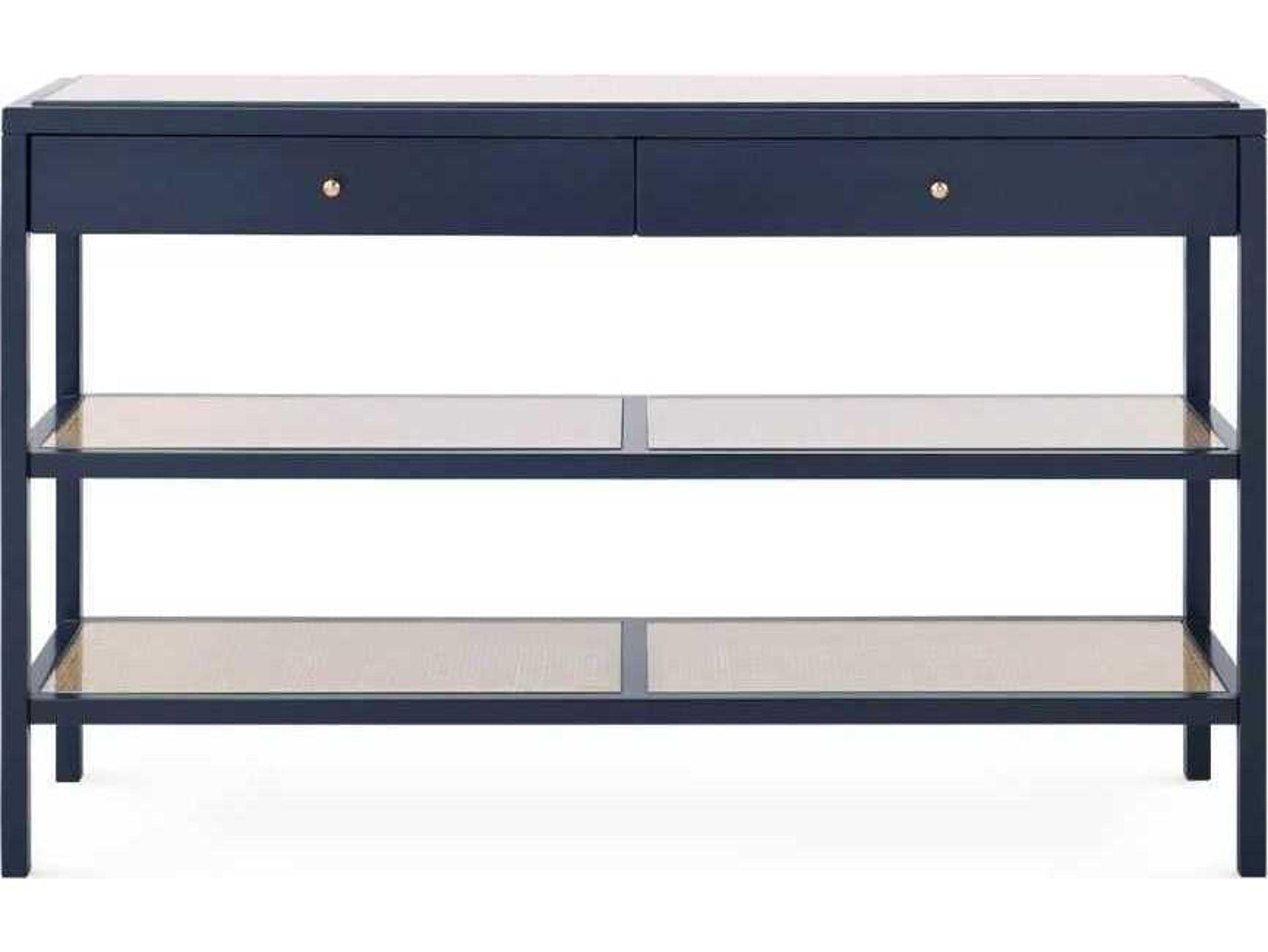 Villa & House Rectangular Glass Midnight Blue Console Table