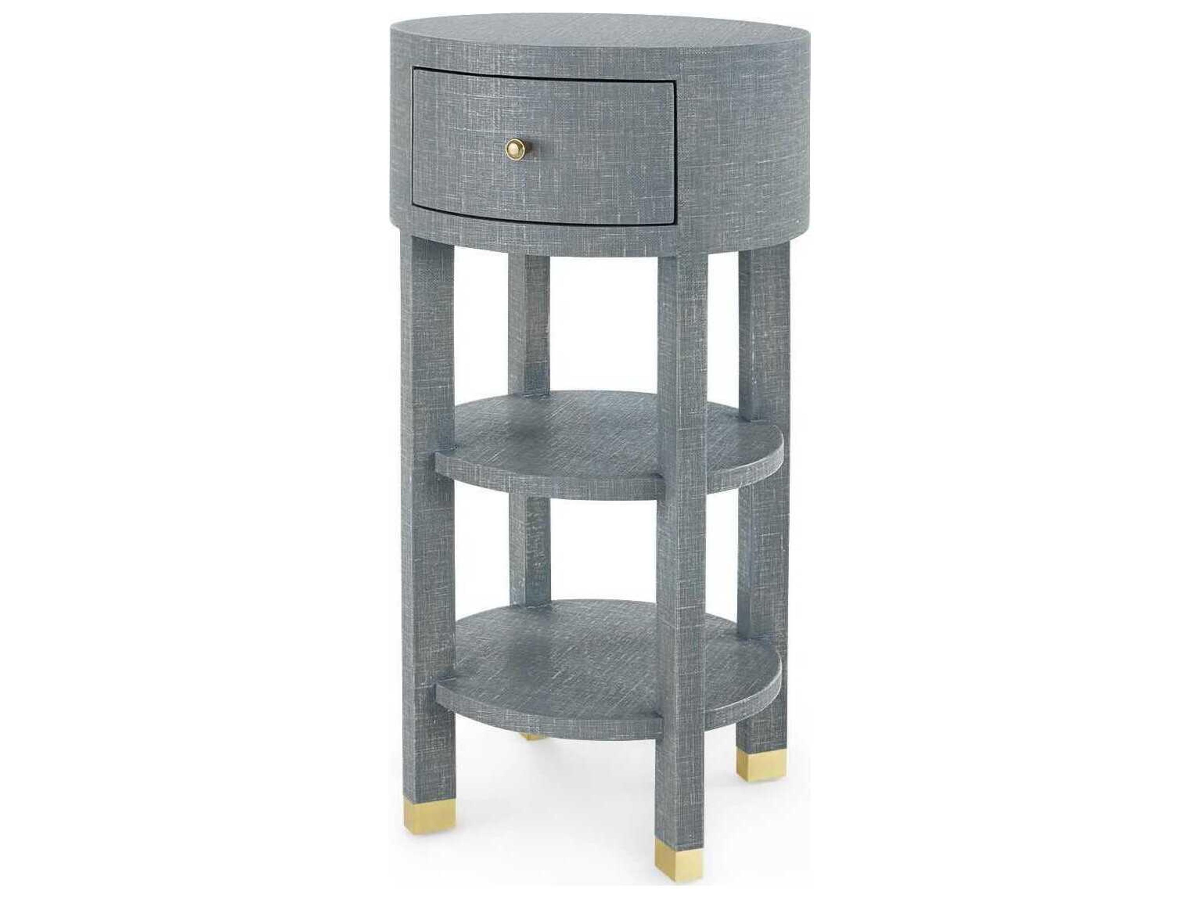Villa & House Round Wood Washed Winter Gray End Table
