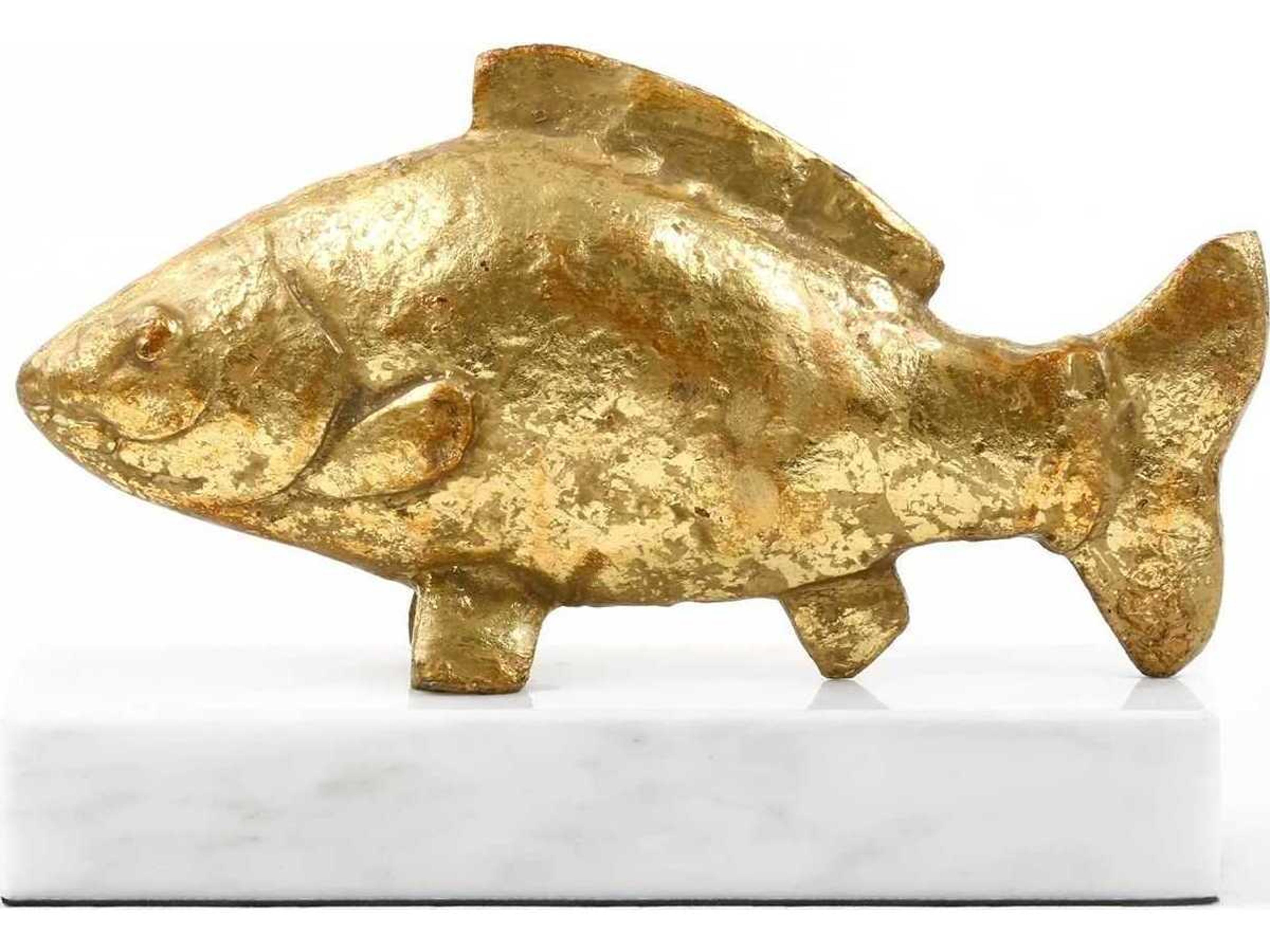 Villa & House Accent Gold Leaf White Marble Sculpture