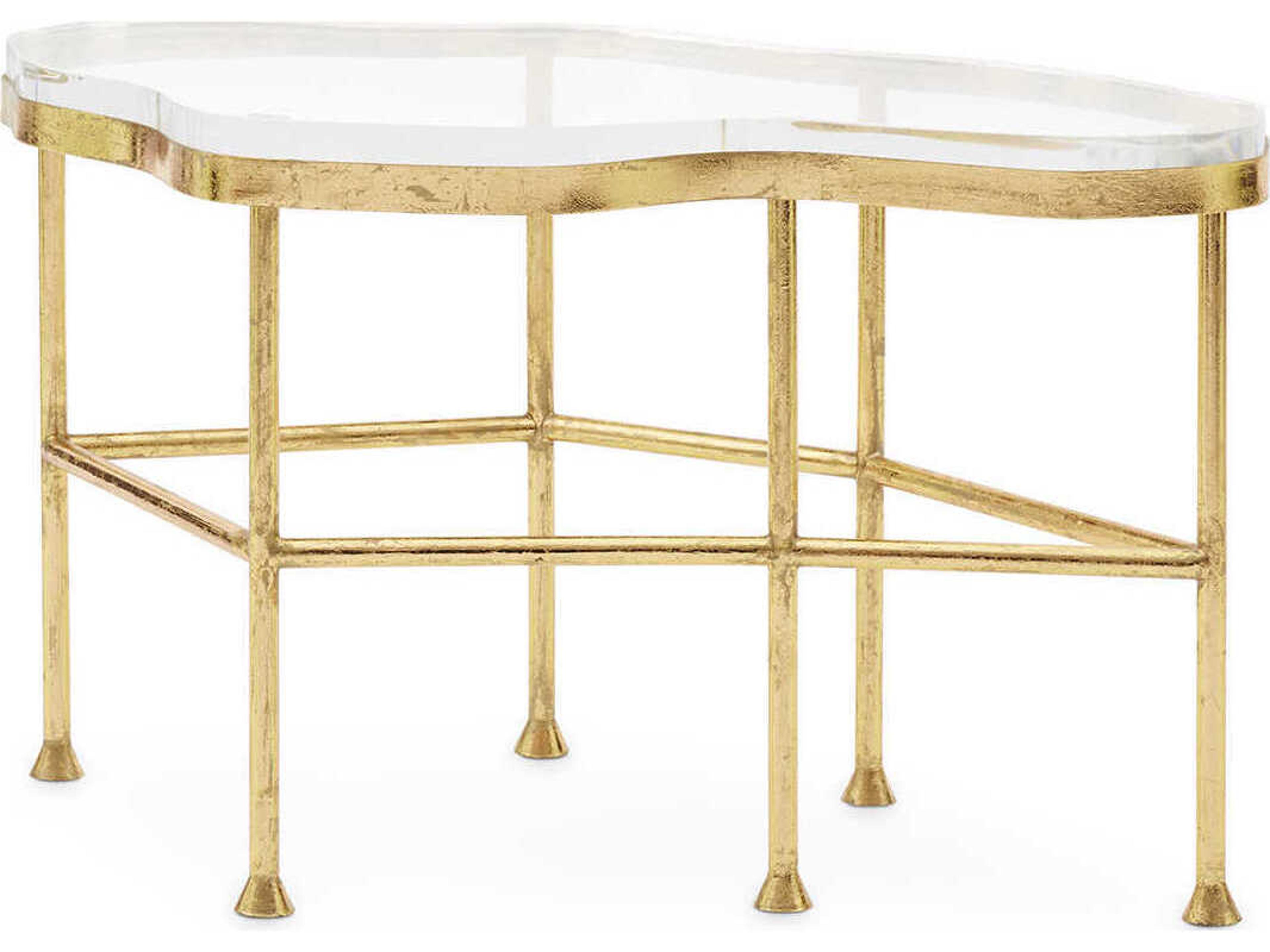 Villa & House Glass Gold Leaf End Table
