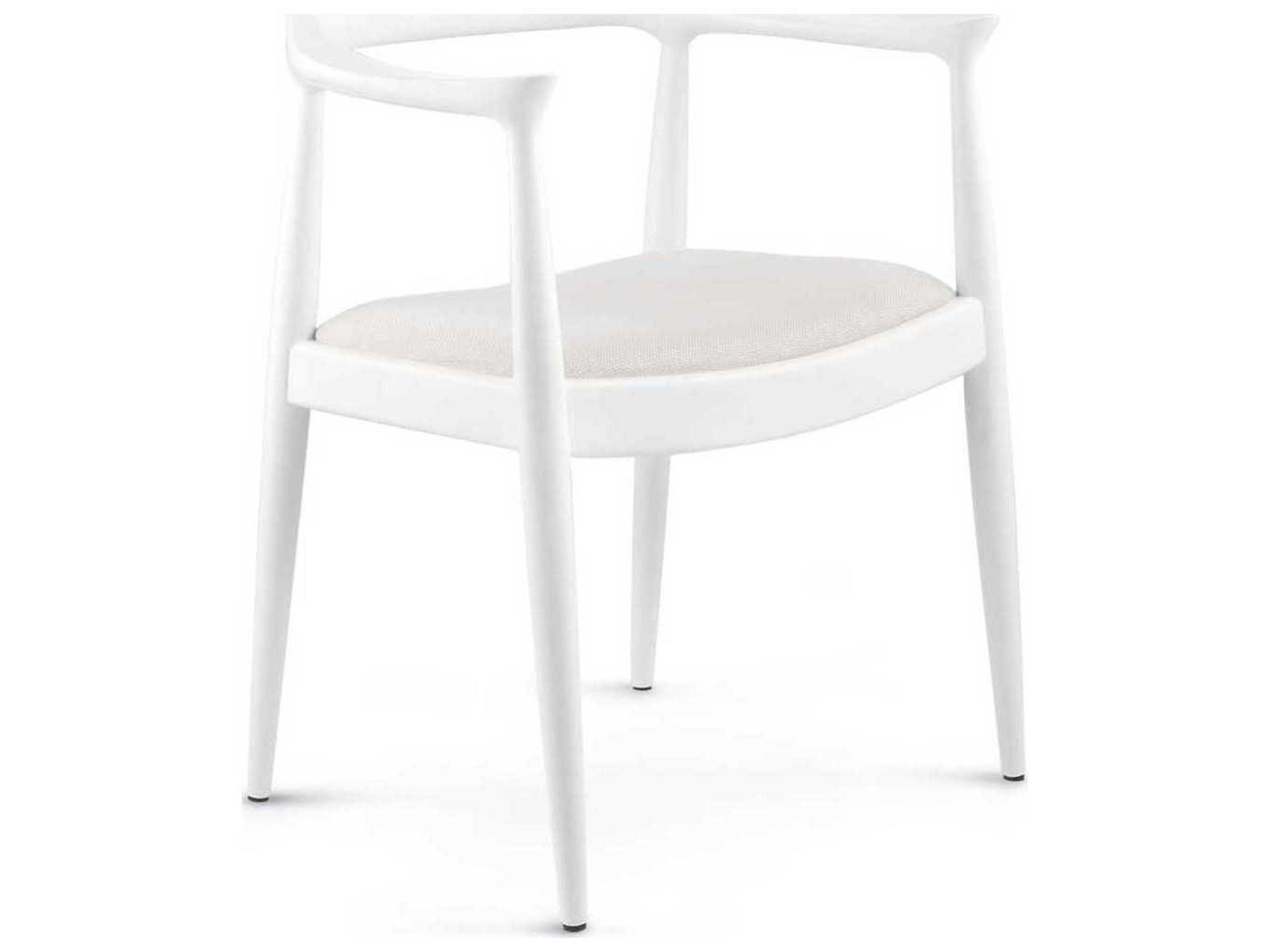 Villa & House Danish Mahogany Wood White Upholstered Arm Dining Chair