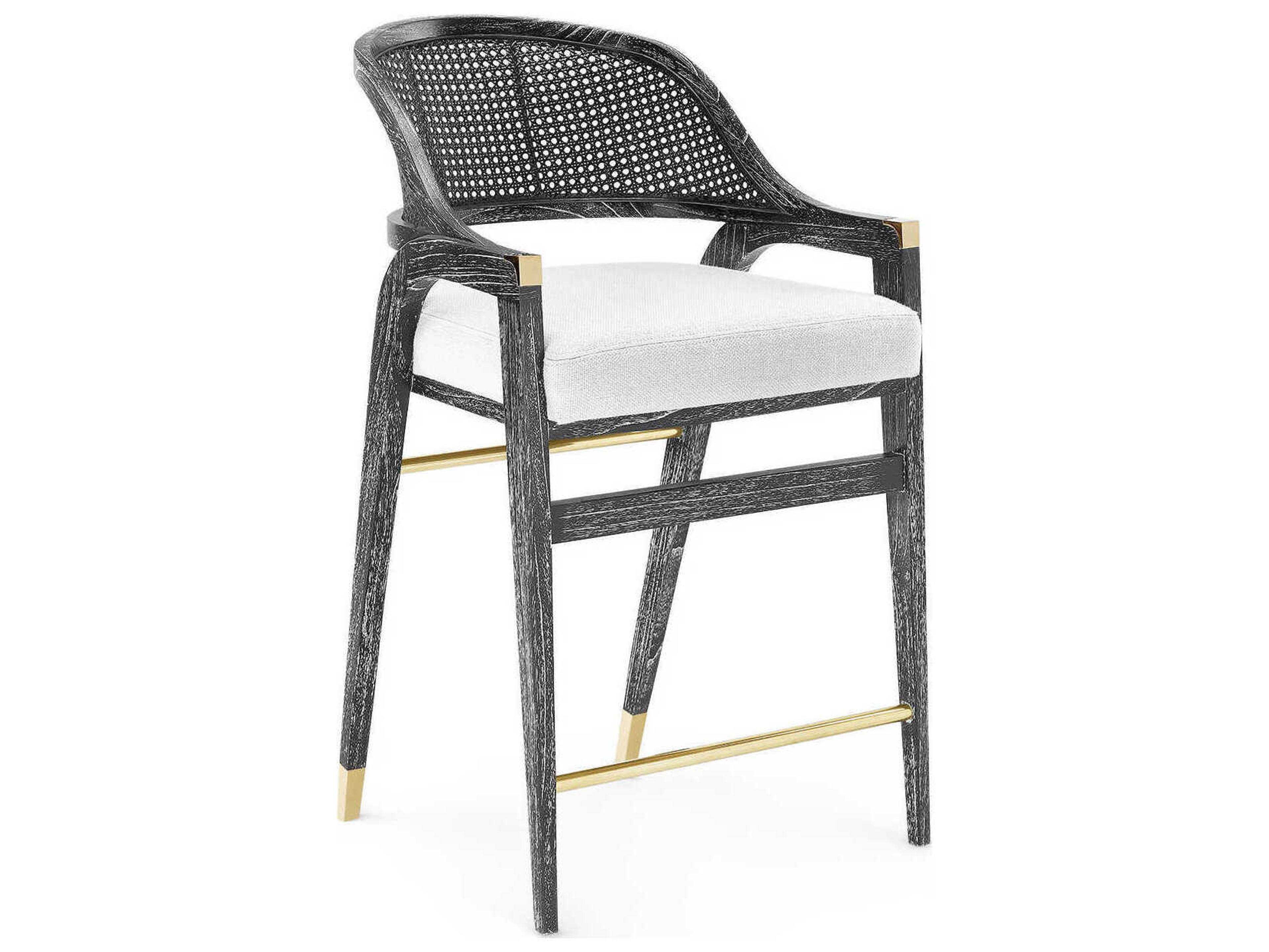 Villa & House Black Upholstered Mahogany Wood Counter Stool