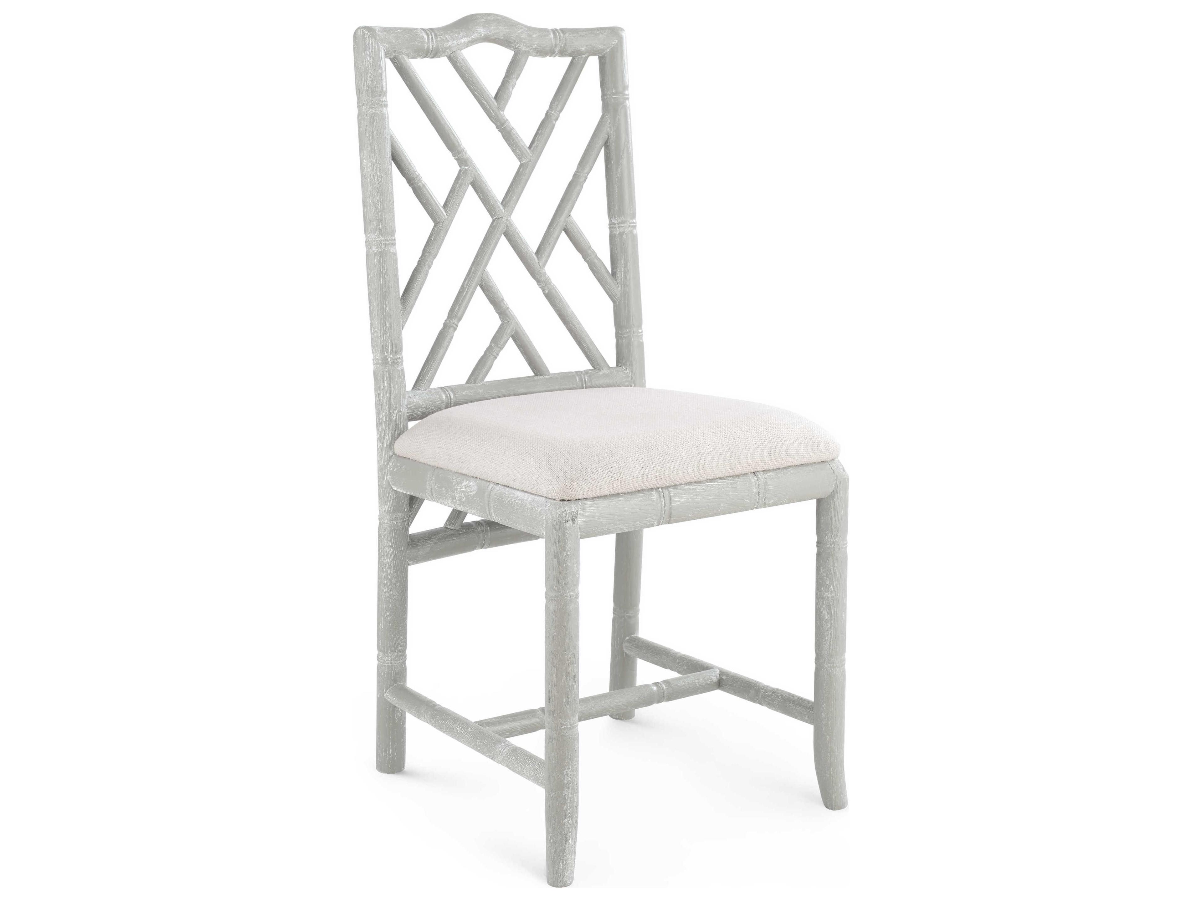 Villa & House Oak Wood Gray Upholstered Side Dining Chair