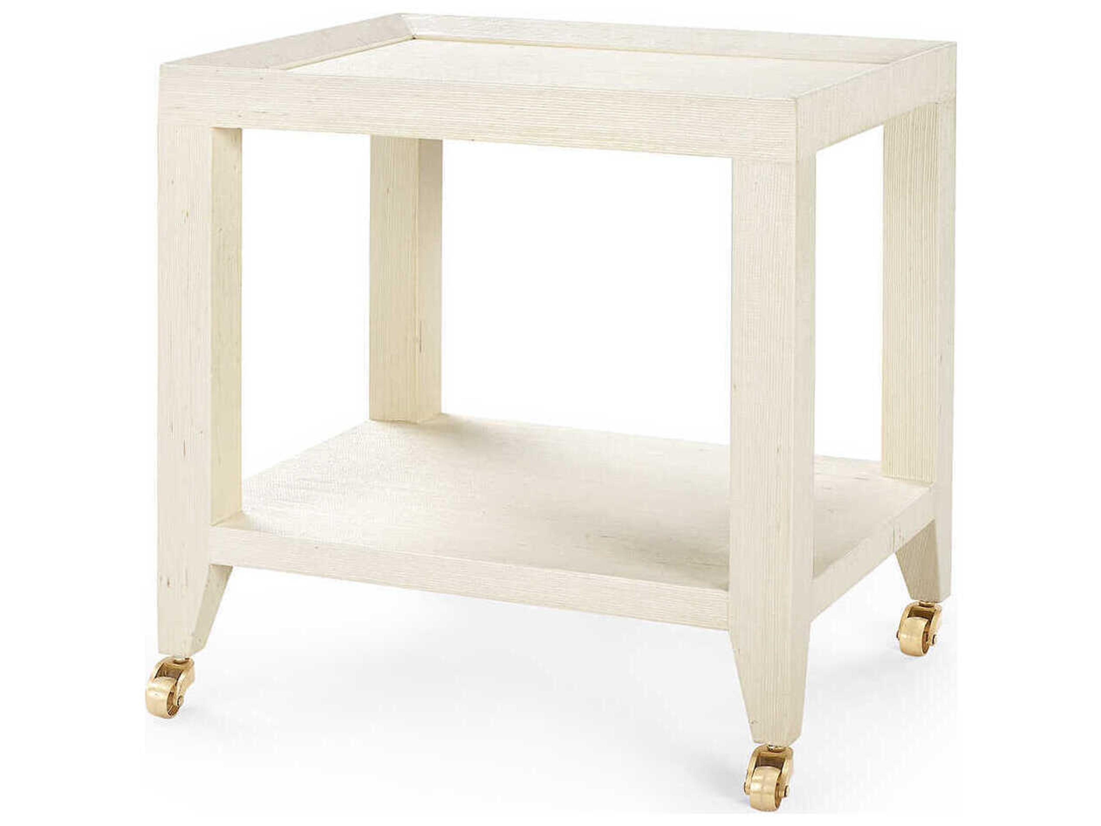 Villa & House Rectangular Wood Canvas Cream End Table
