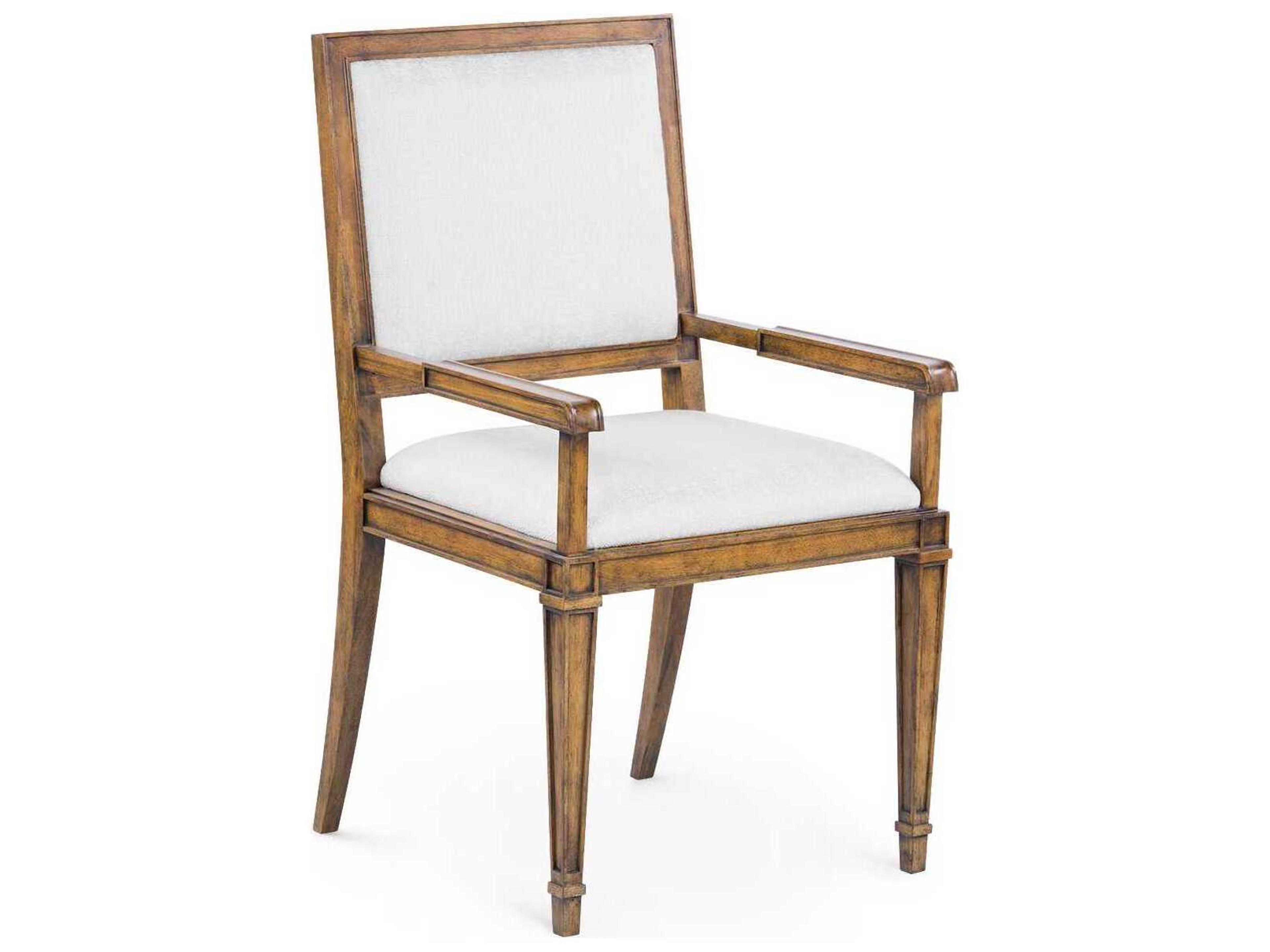 Villa & House Jackson Rubberwood Brown Upholstered Arm Dining Chair