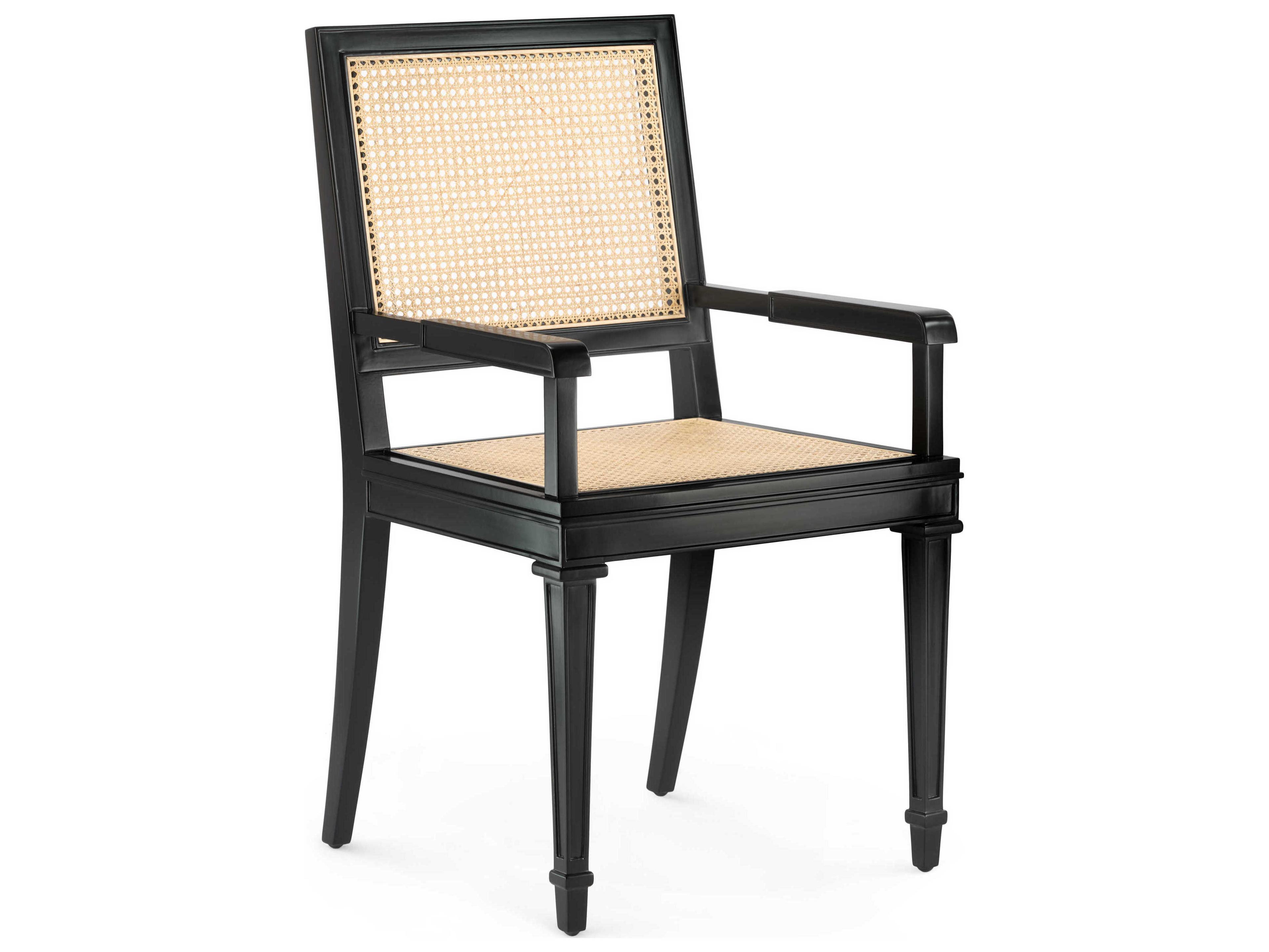 Villa & House Mahogany Wood Black Arm Dining Chair