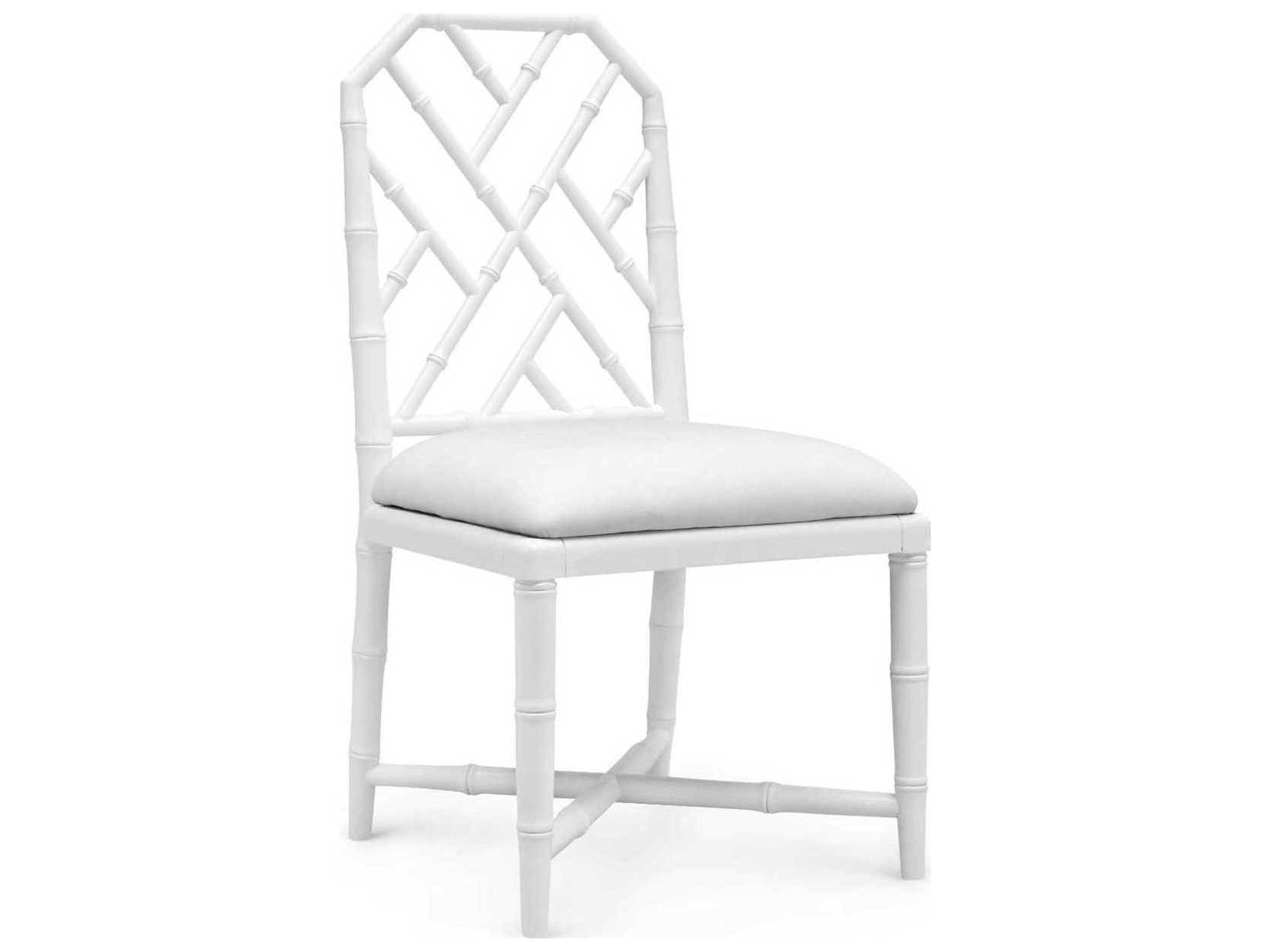 Villa & House Jardin Mahogany Wood White Upholstered Side Dining Chair