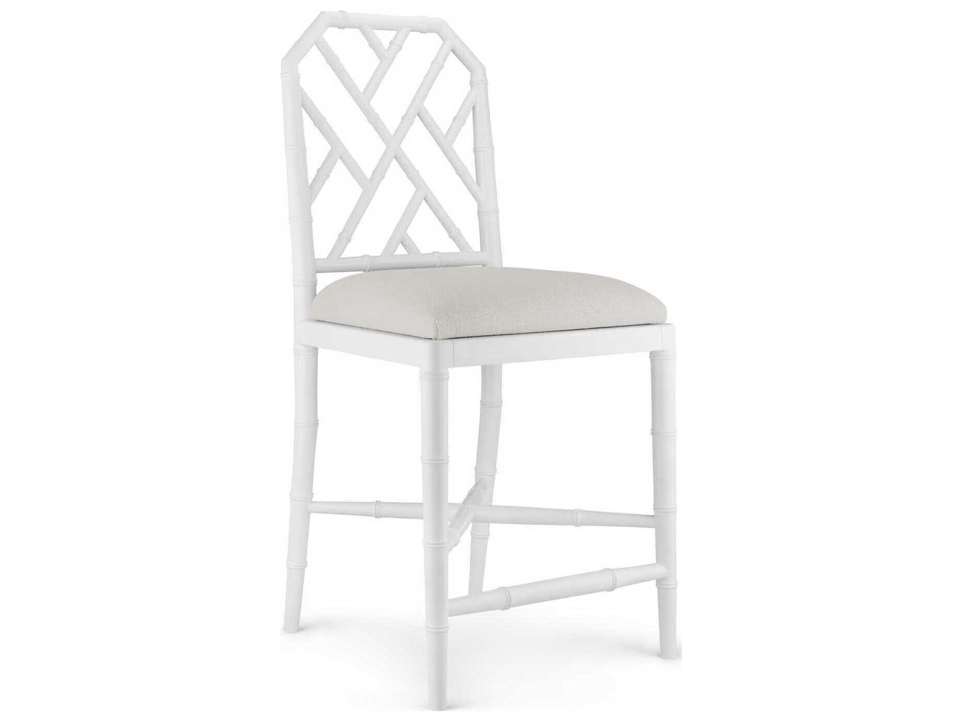 Villa & House Upholstered Mahogany Wood Eggshell White Counter Stool