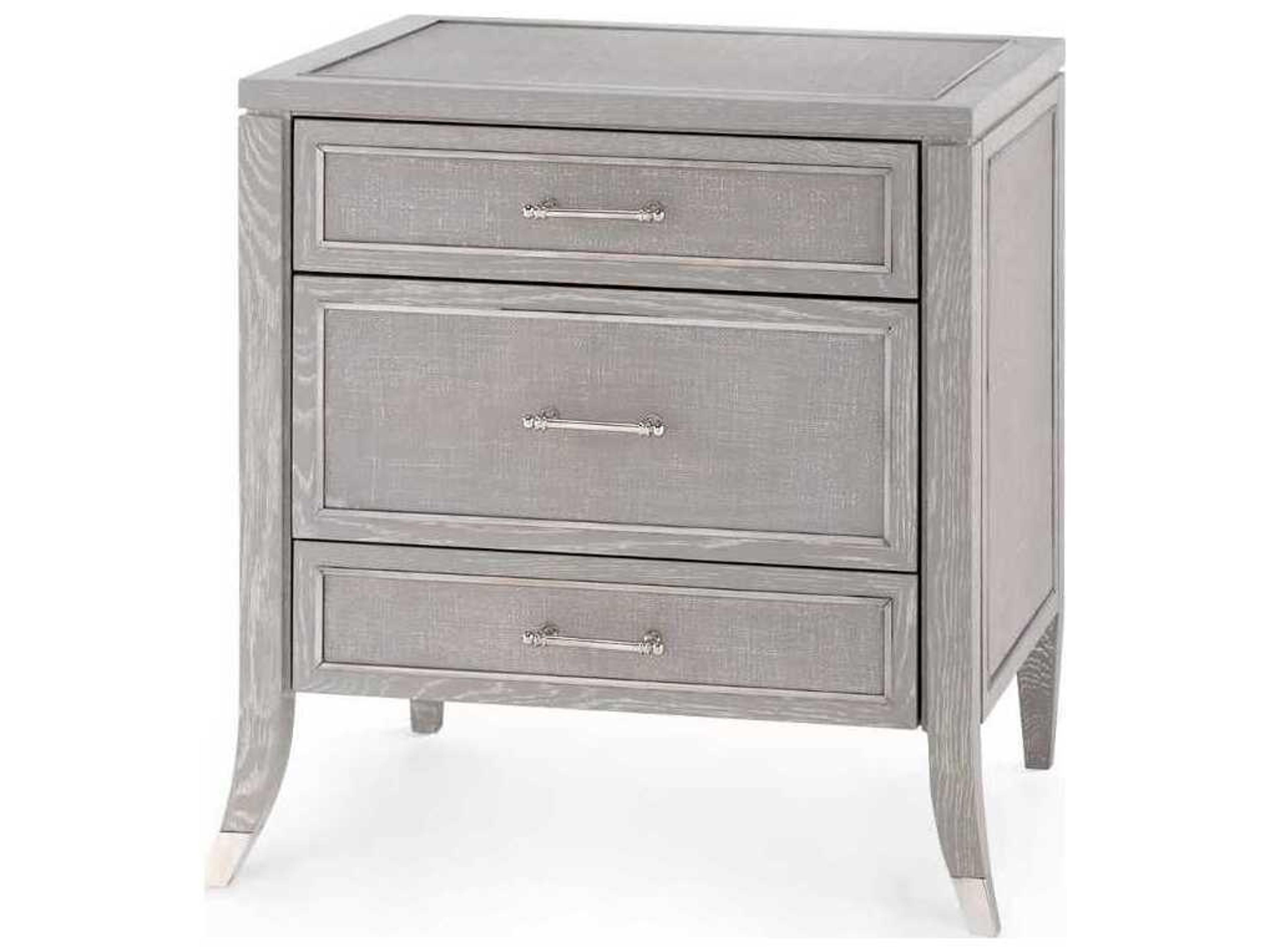 Villa & House Paulina 3-Drawers Silver Oak Wood Nightstand
