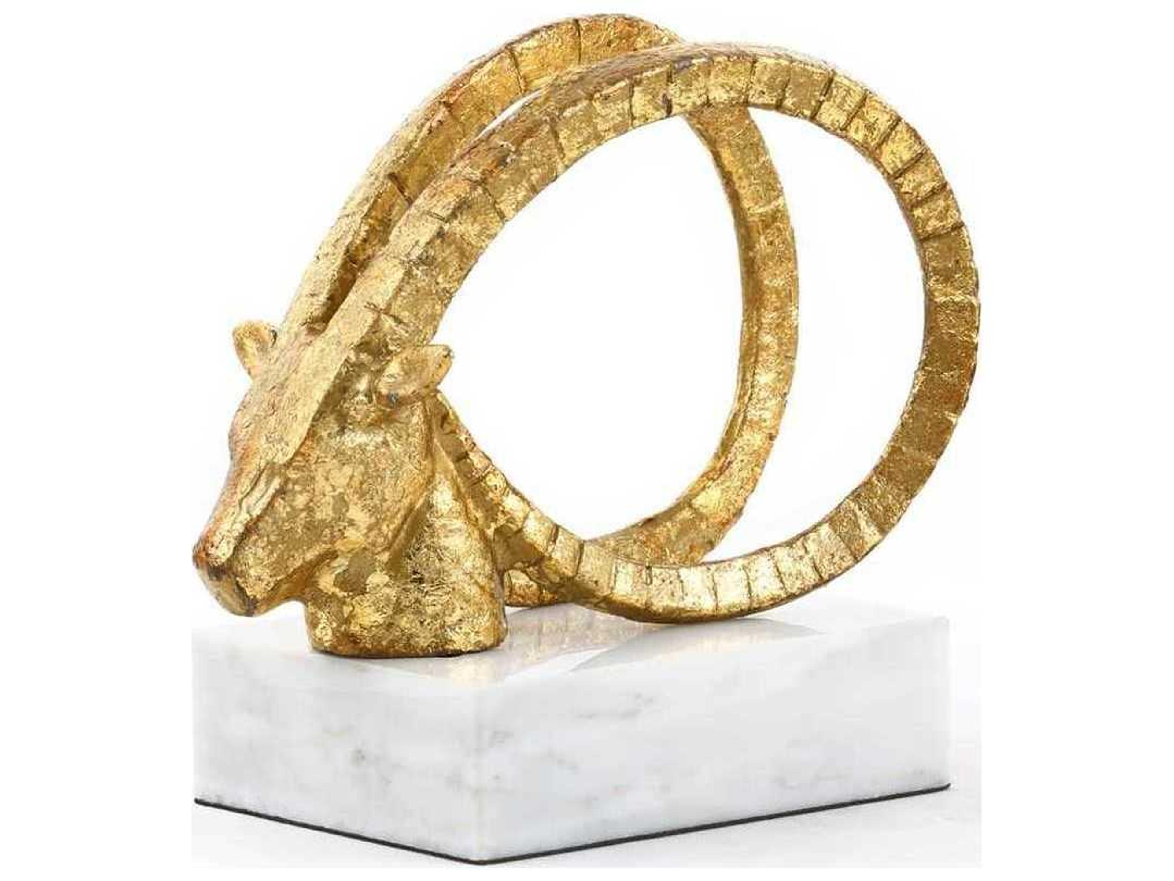 Villa & House Accent Gold Leaf White Marble Sculpture