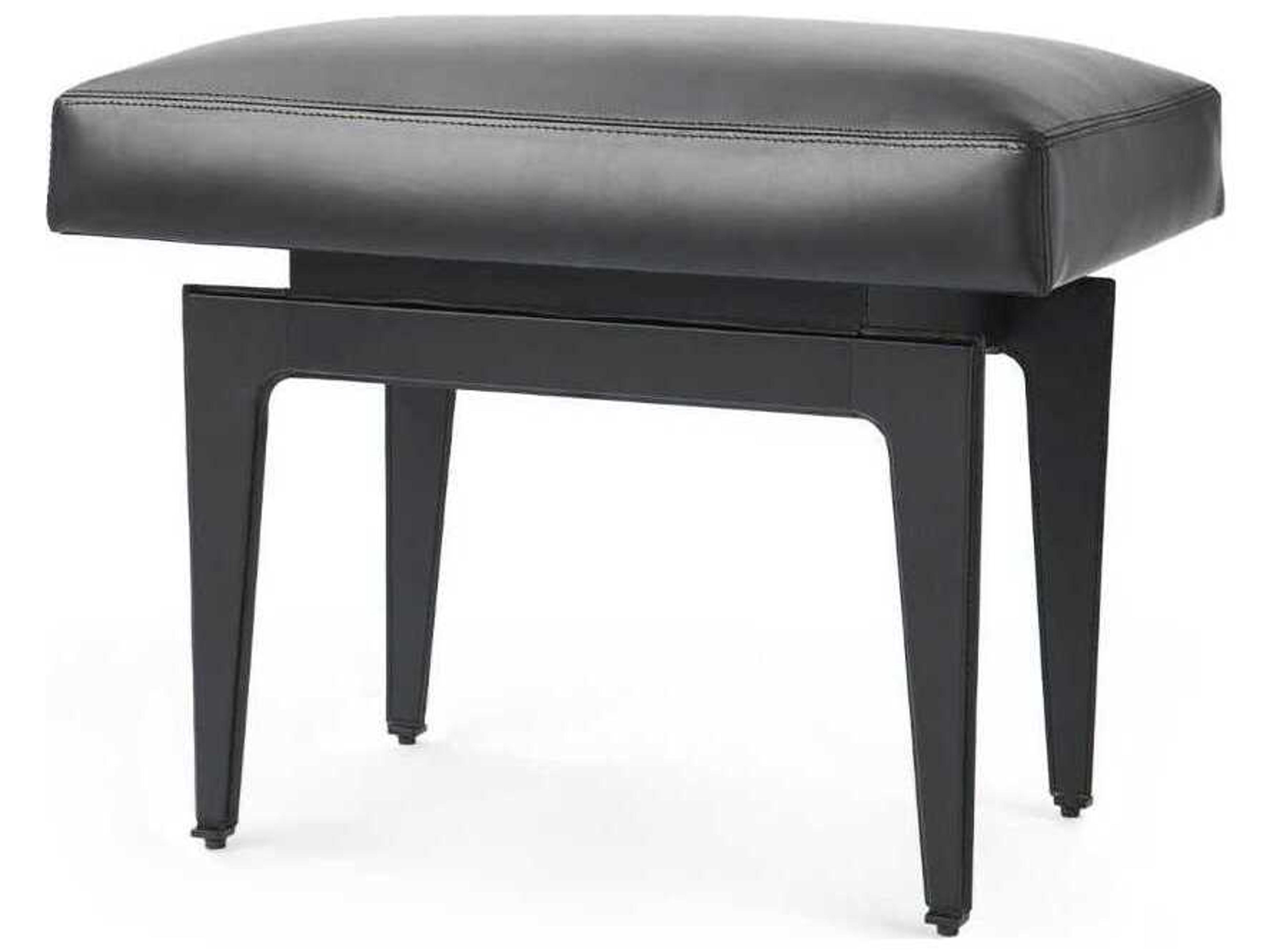 Villa & House Black Leather Accent Stool