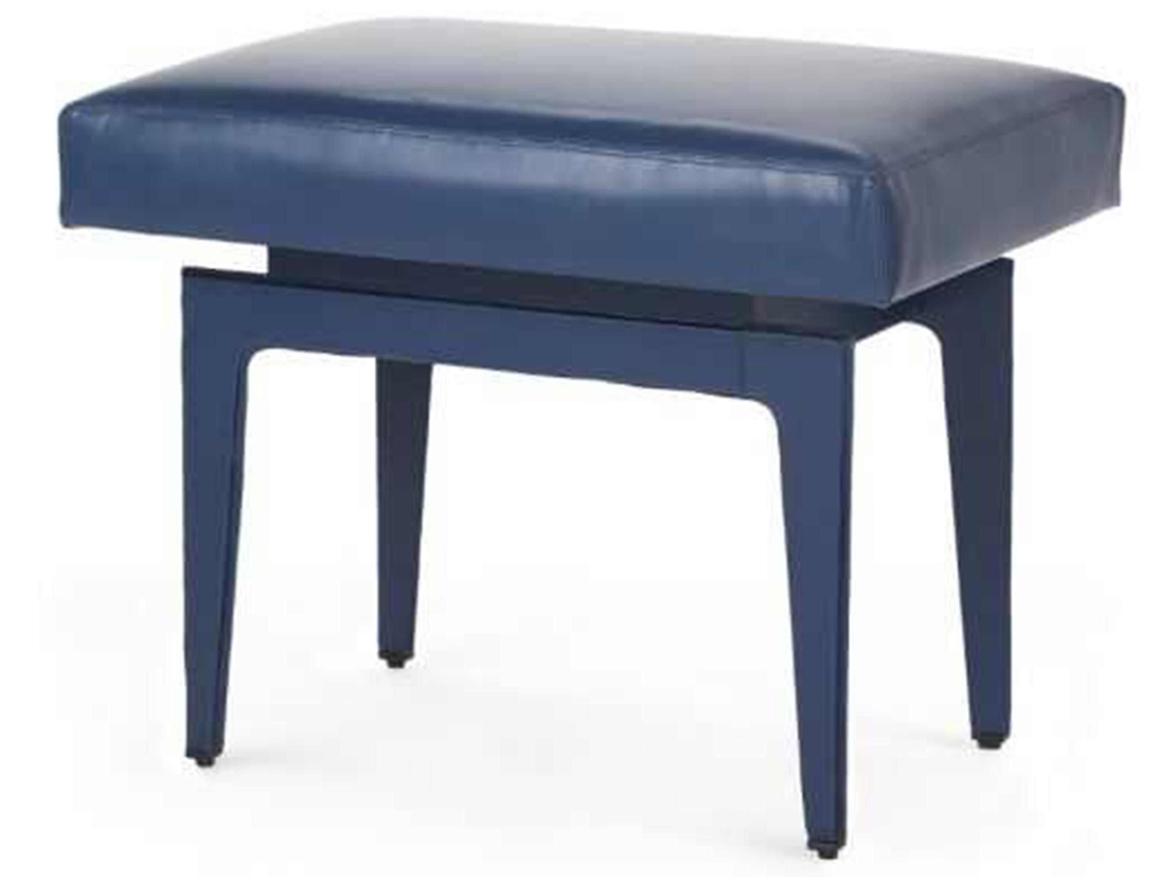 Villa & House Navy Blue Leather Accent Stool