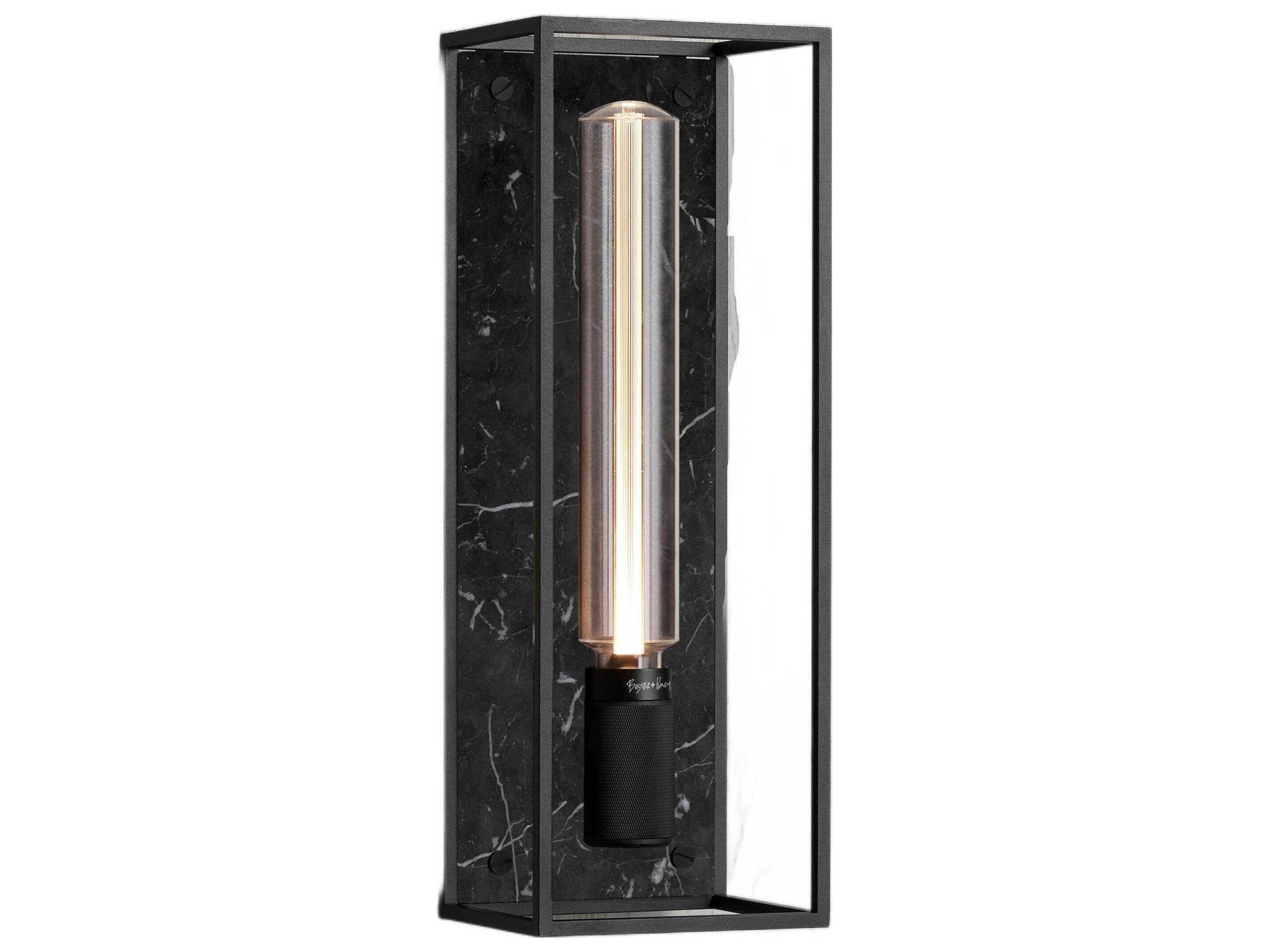 Buster + Punch Caged 1-Light Black Marble Wall Sconce