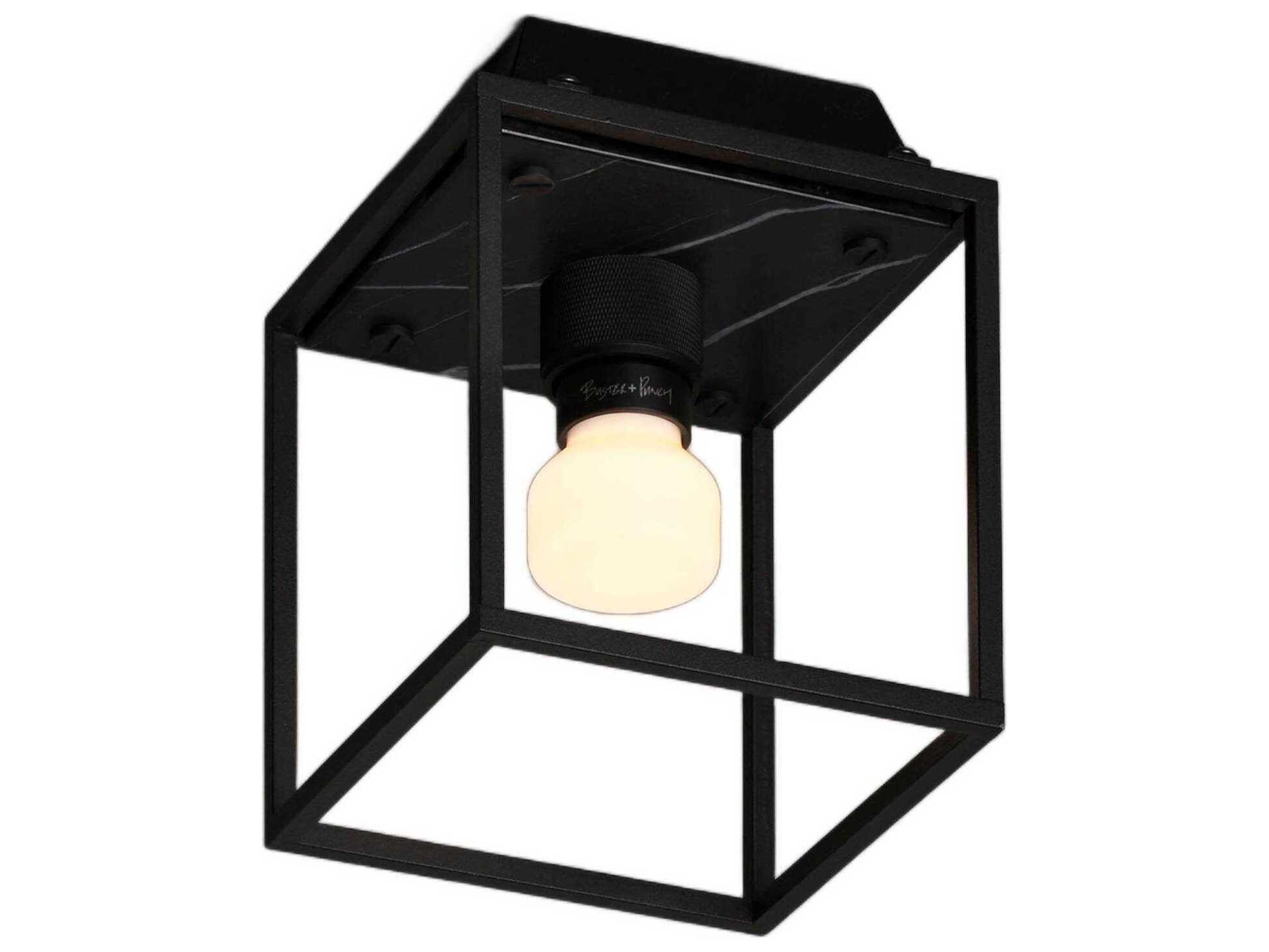 Buster + Punch Caged 1-Light Black Marble Flush Mount