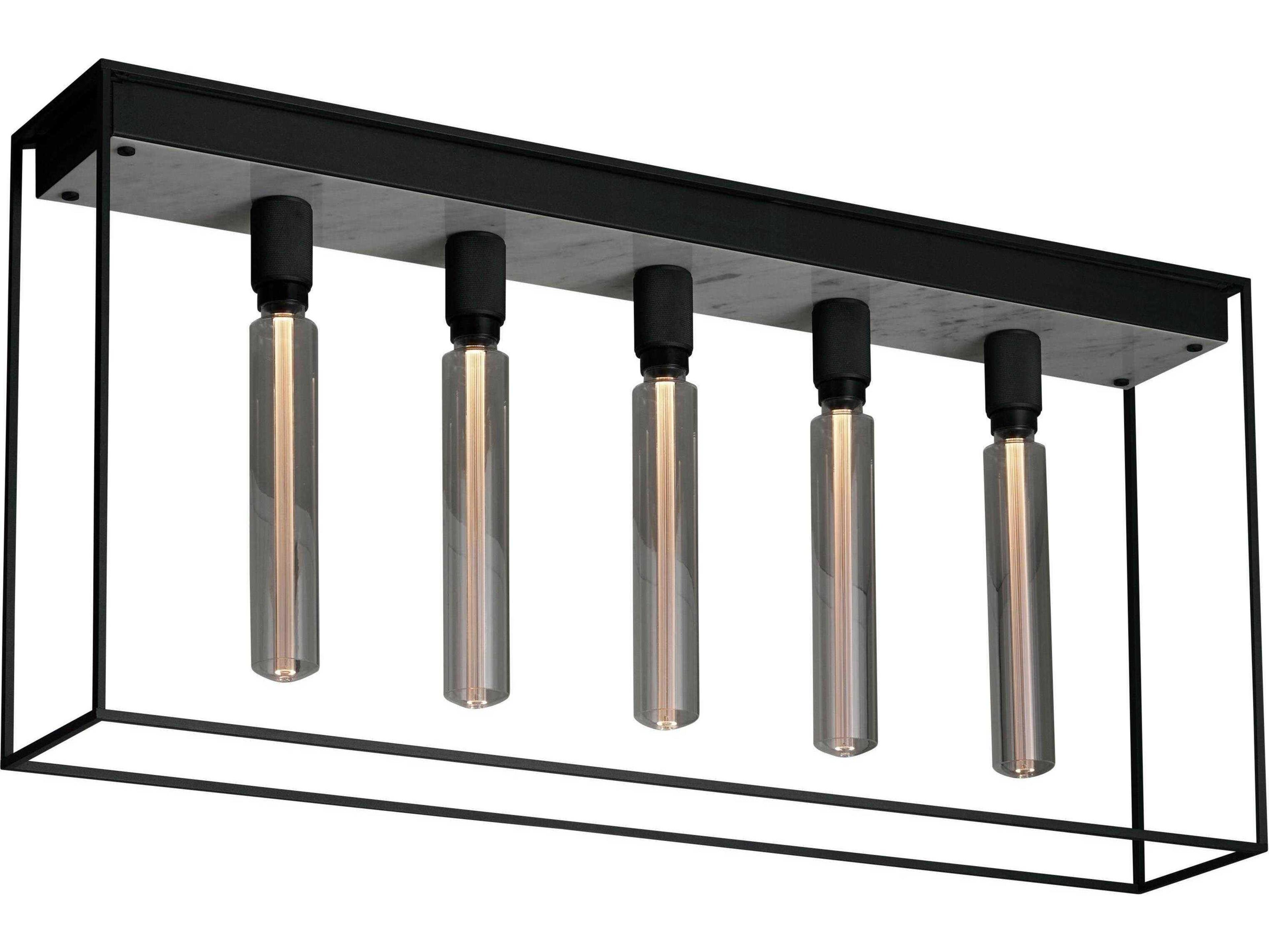 Buster + Punch Caged 5-Light White Marble Black Island Pendant