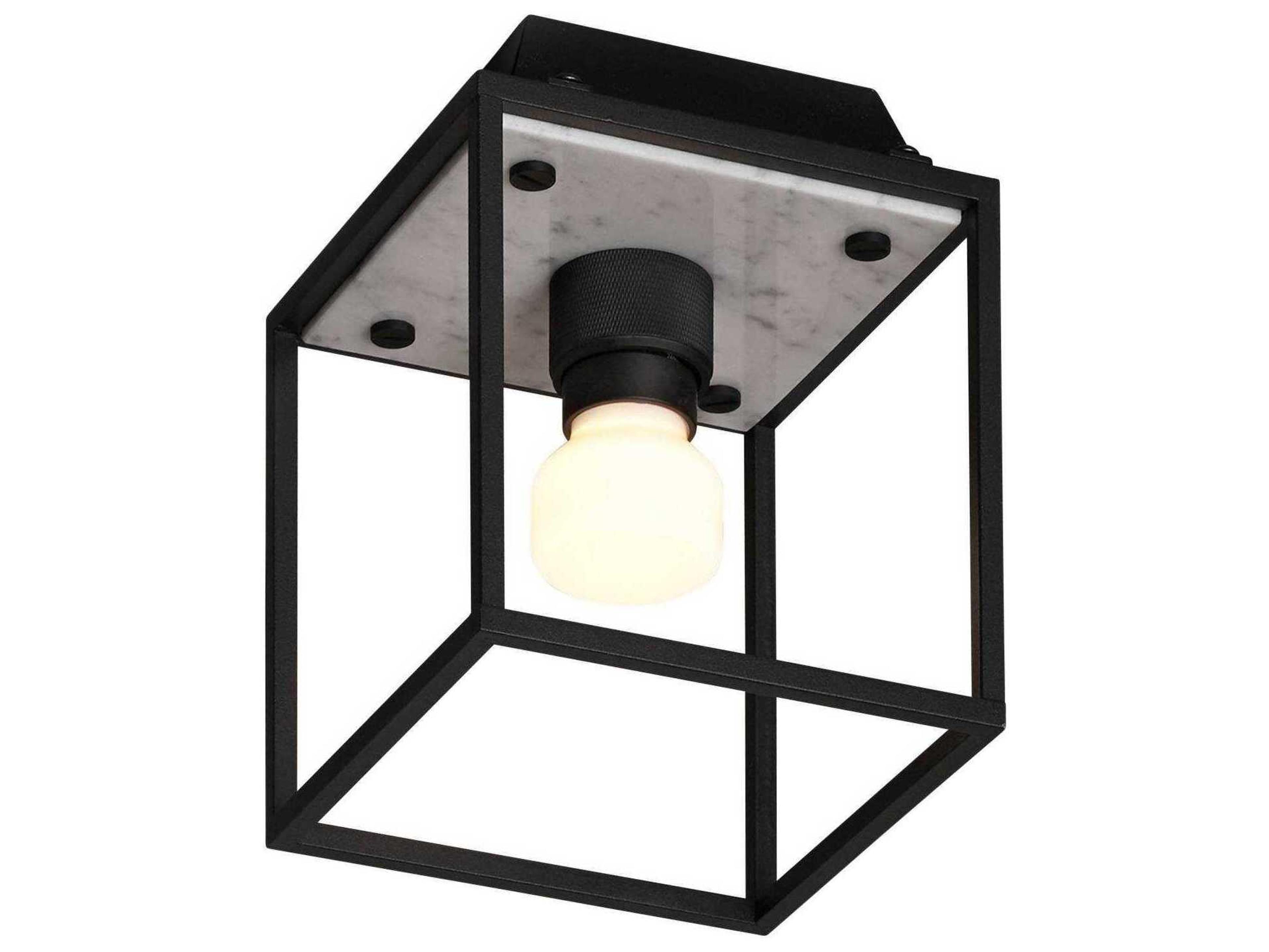 Buster + Punch Caged 1-Light White Marble Black Flush Mount