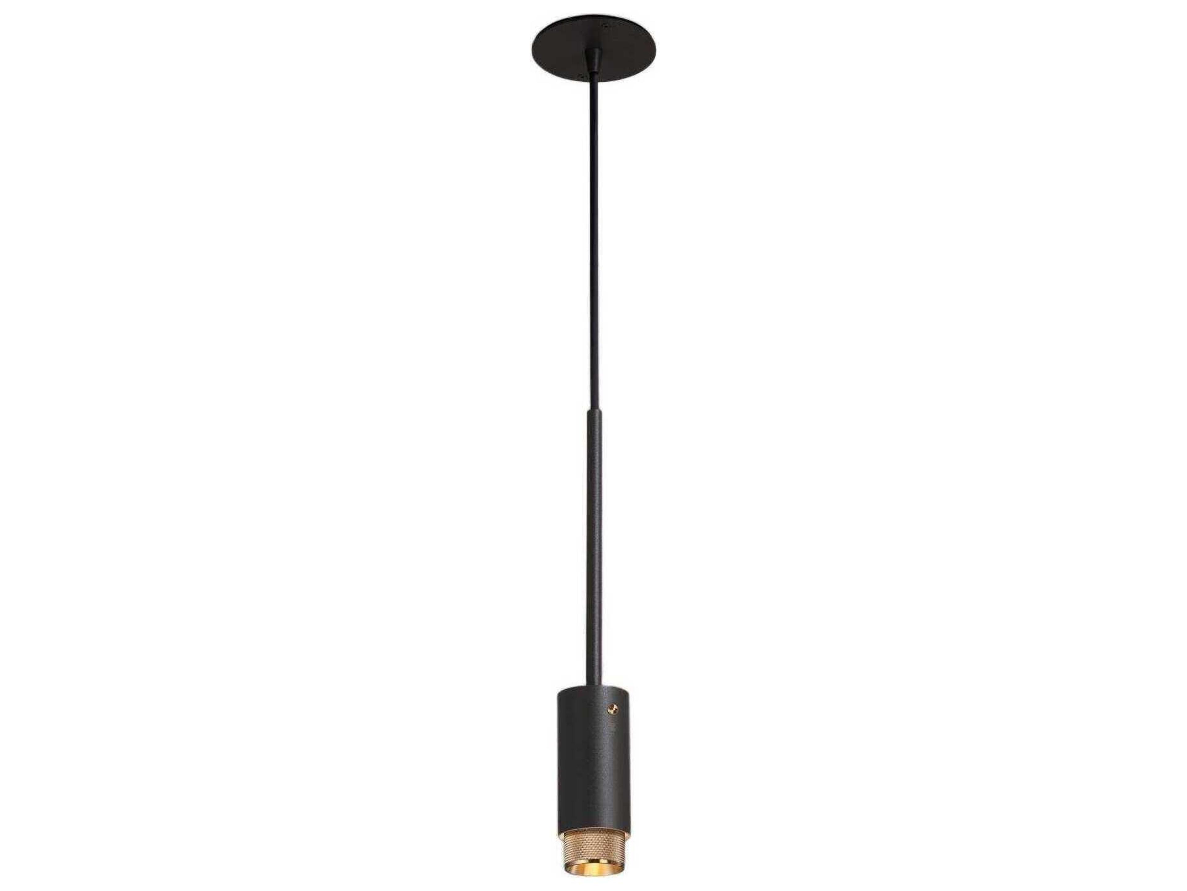 Exhaust 1-Light Brass Black Cylinder Mini Pendant