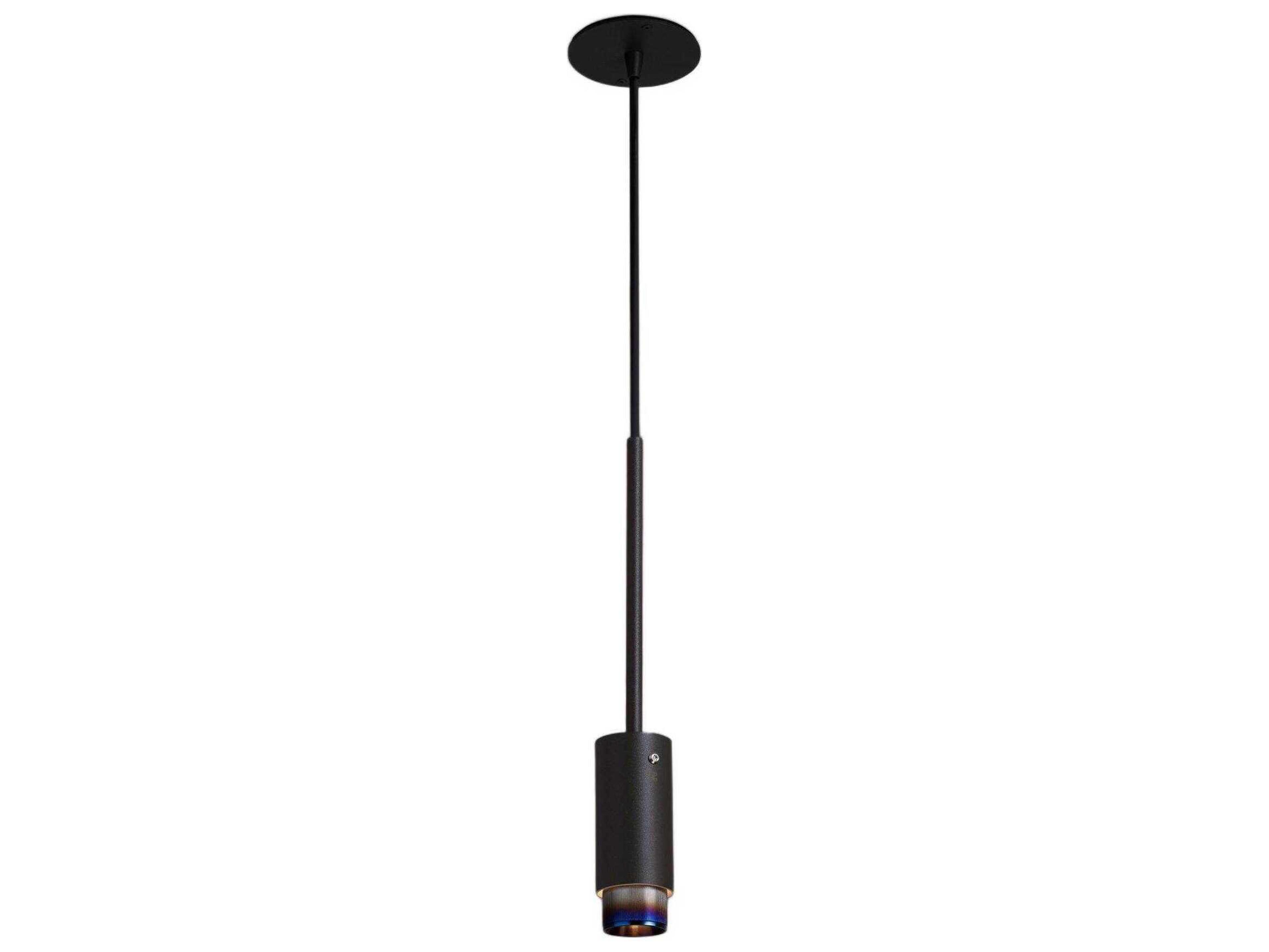 Exhaust 1-Light Burnt Steel Black Cylinder Mini Pendant