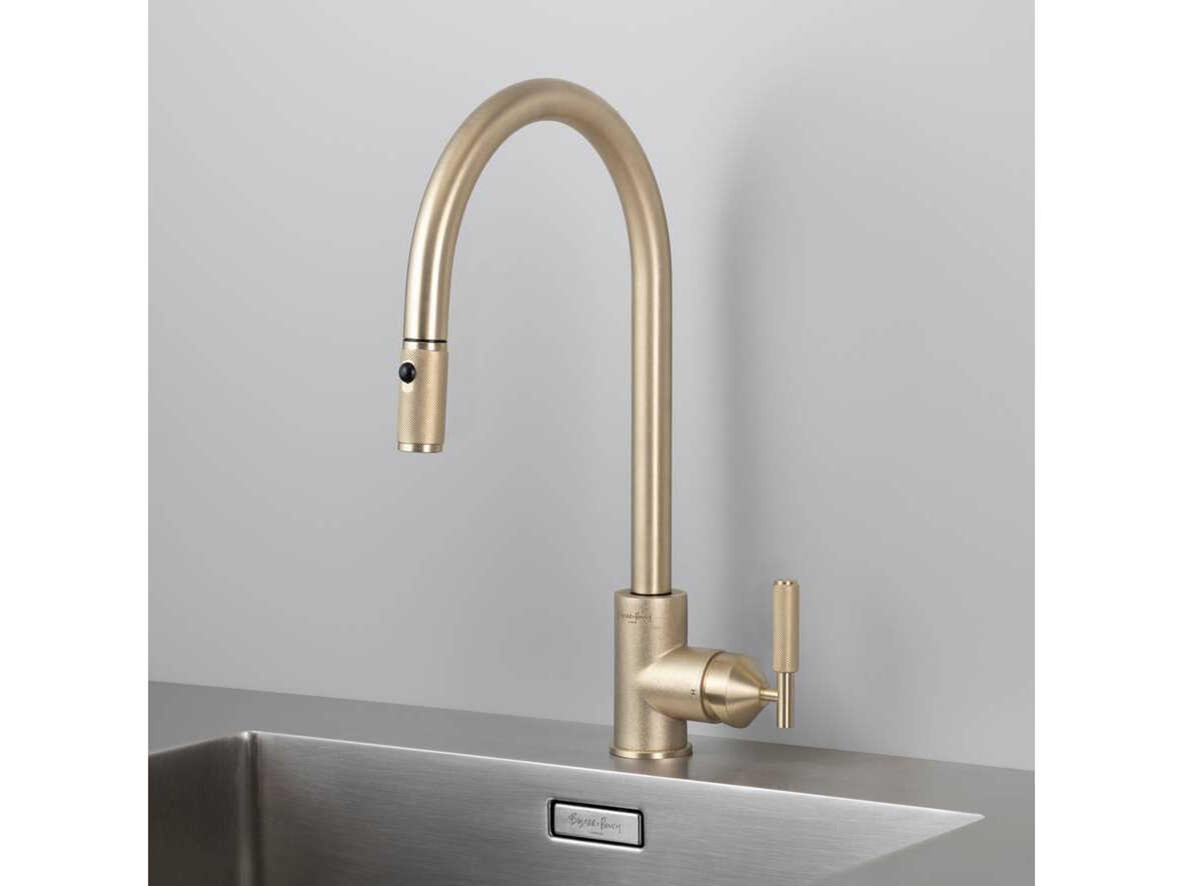 Brass Pull-Out Kitchen Faucet with Dual Spray