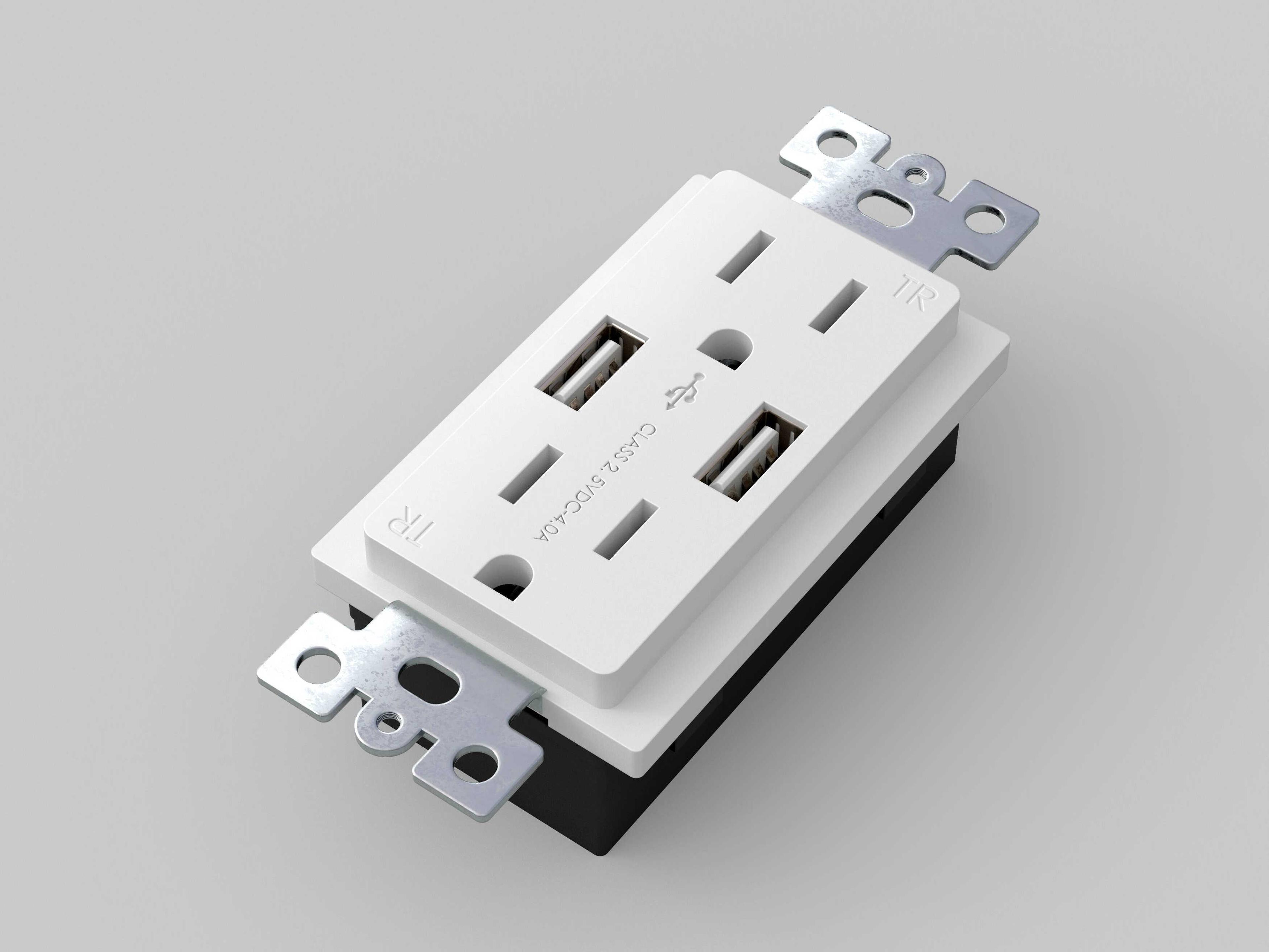 Buster + Punch White Duplex and 2 USB-A Outlet Module