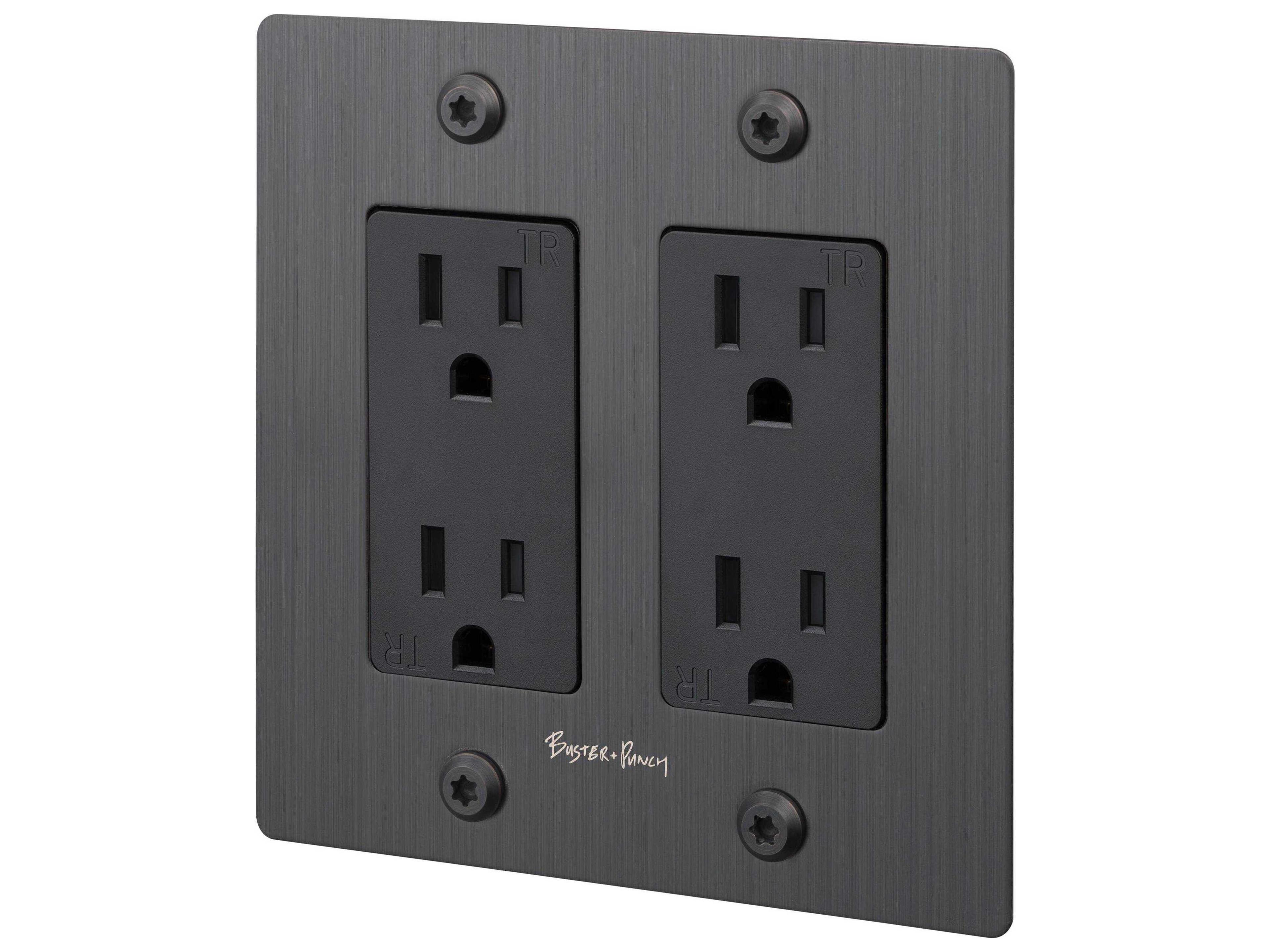 Buster + Punch 2G Smoked Bronze Linear Duplex Outlet