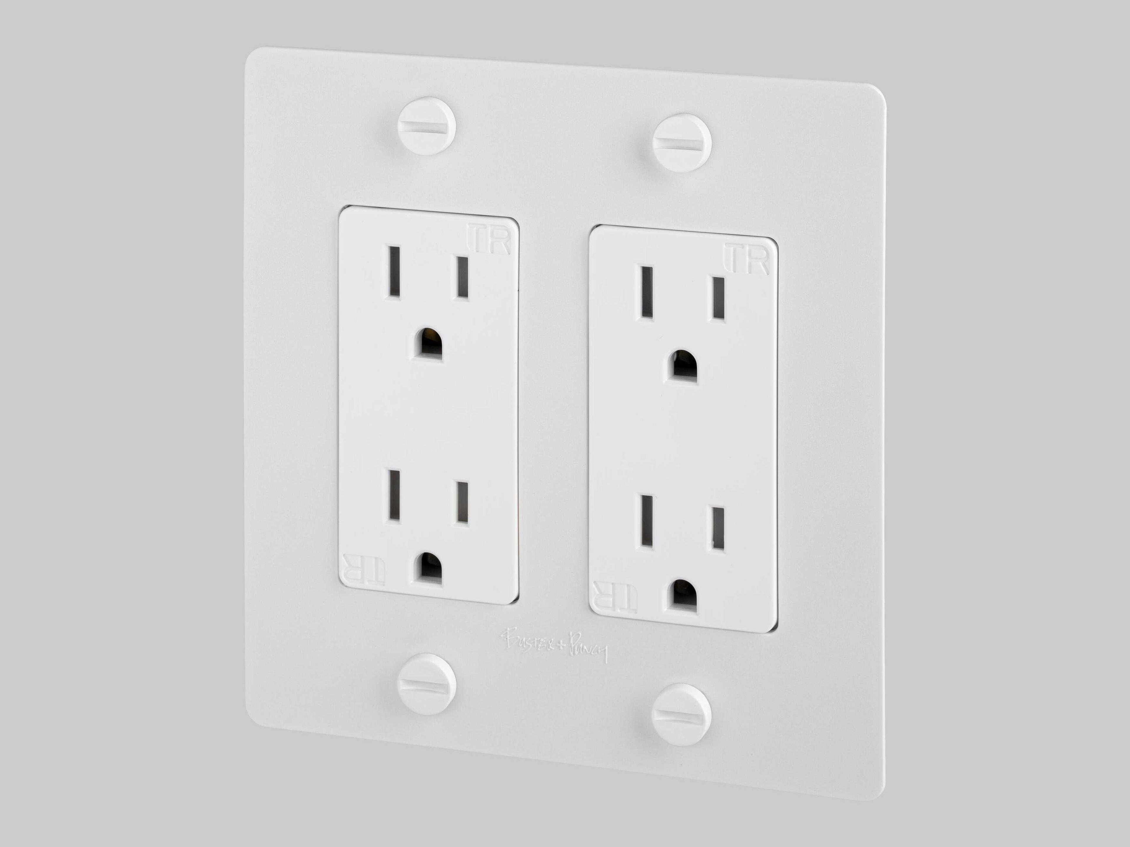 Buster + Punch 2G White Cross Duplex Outlet