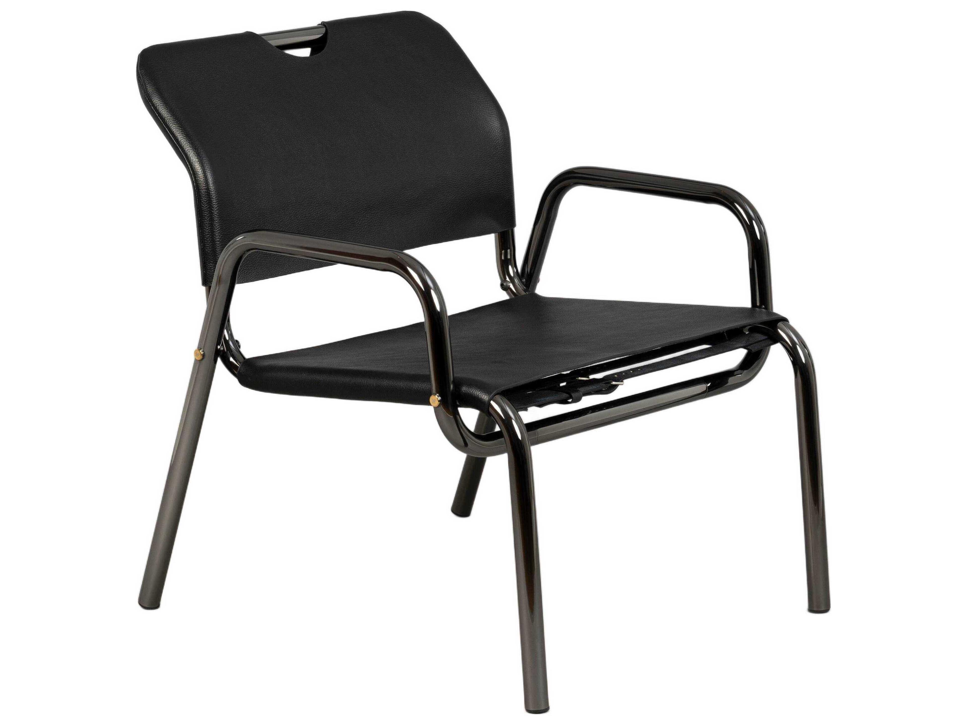 Black Chrome Leather Accent Chair