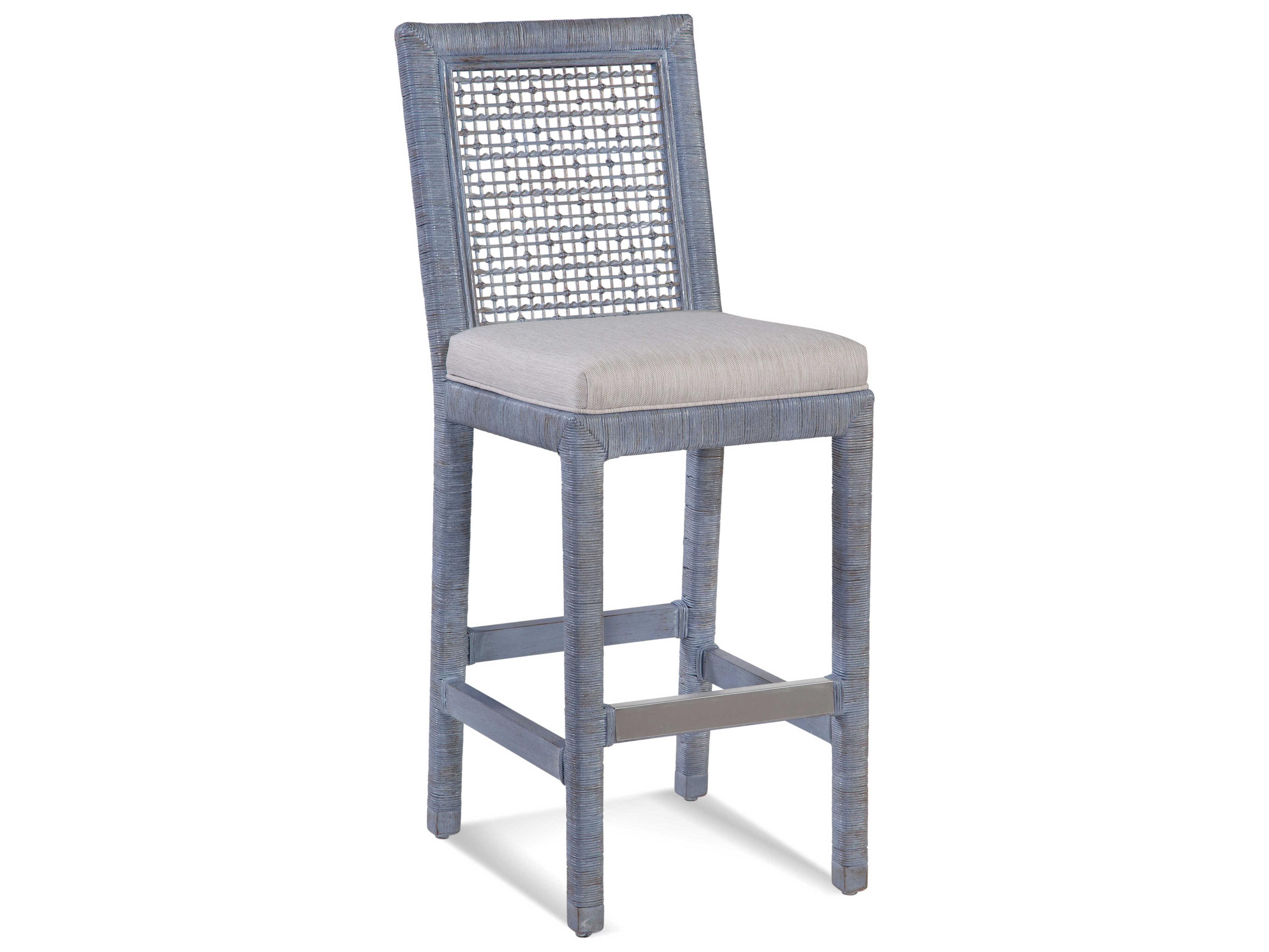 Braxton Culler Pine Isle Upholstered Rattan Bar Stool