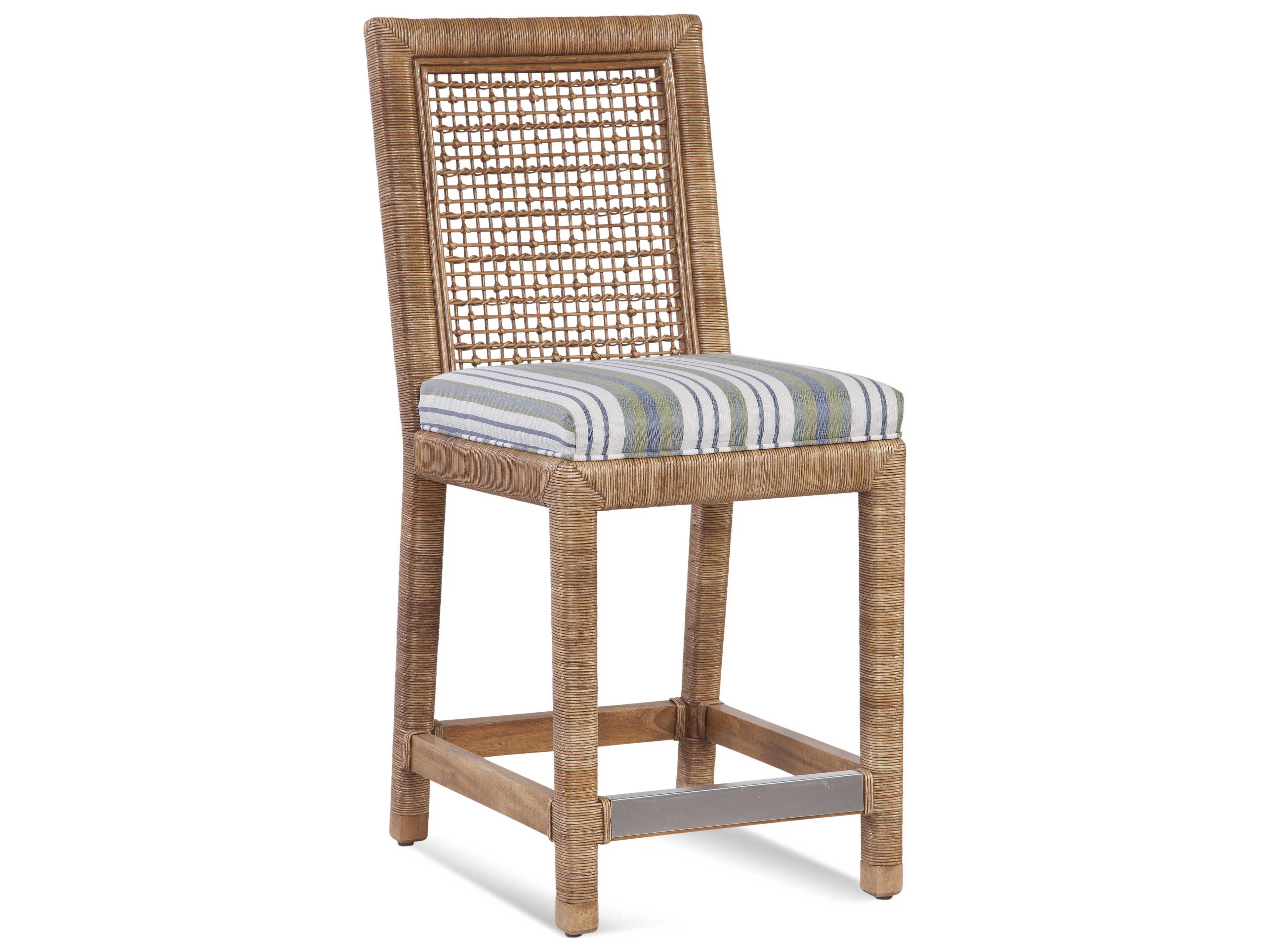 Braxton Culler Pine Isle Upholstered Rattan Counter Stool