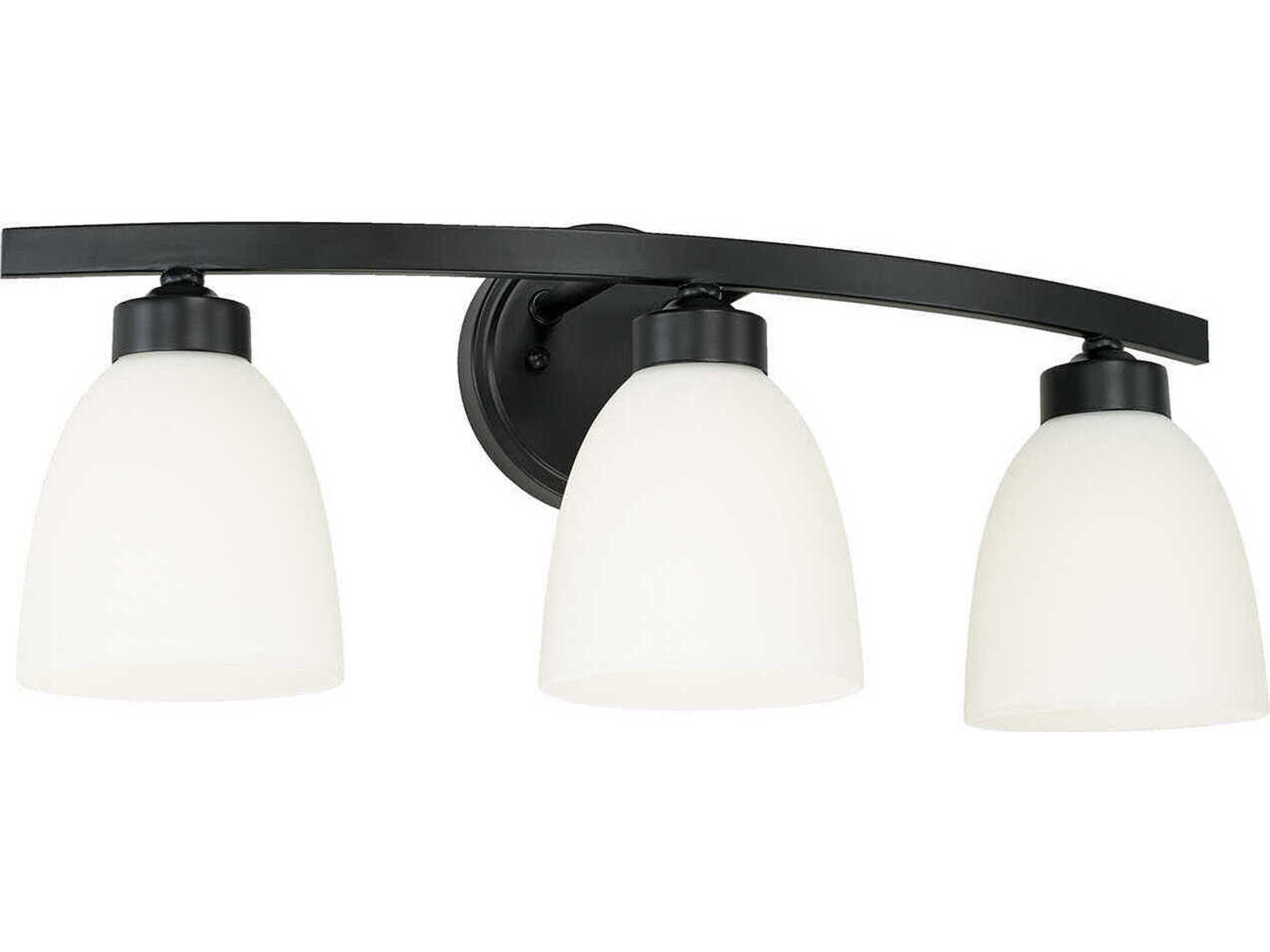 Capital Lighting Jameson 3-Light Matte Black Glass Vanity Light