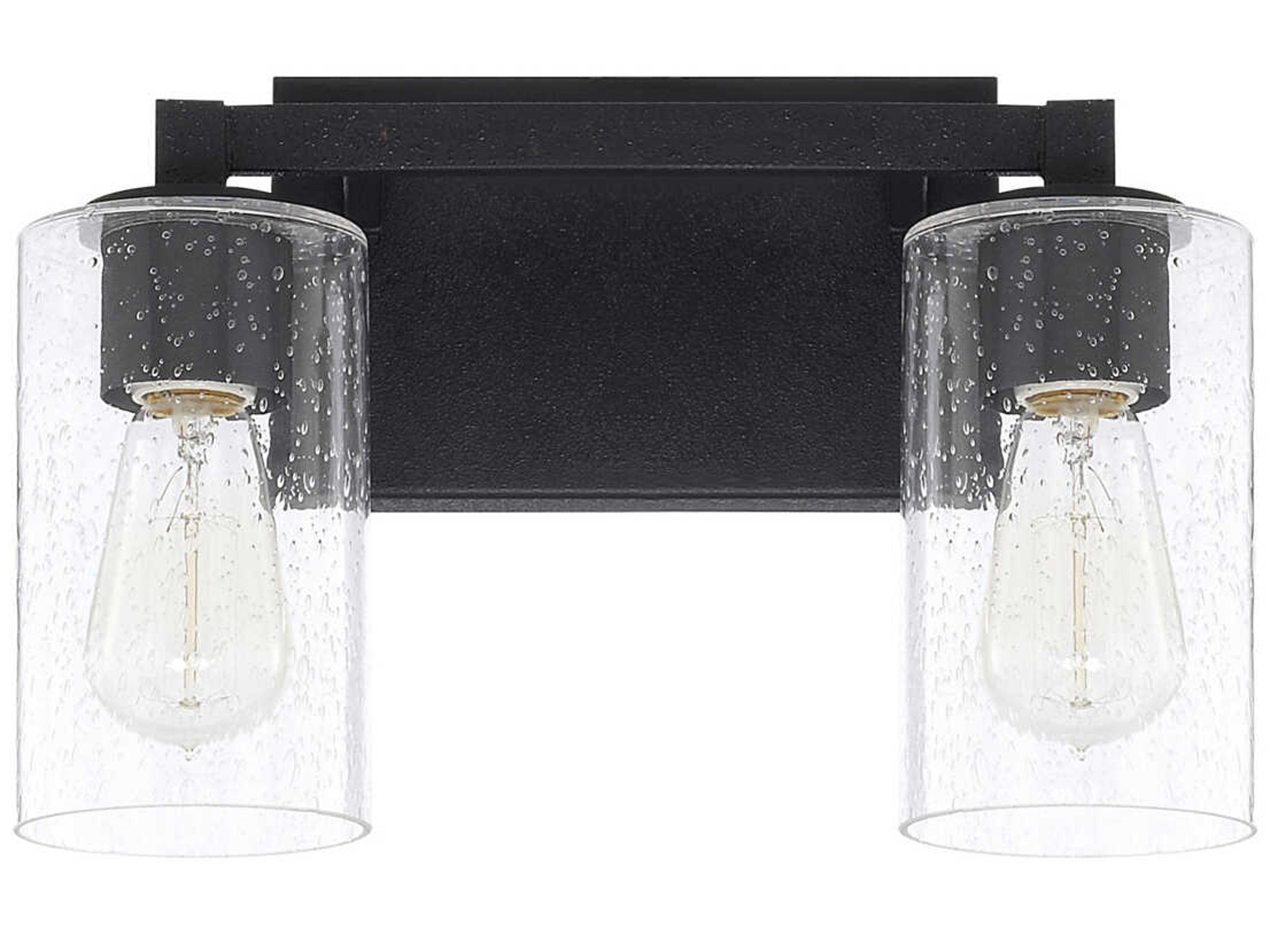 Capital Lighting Ravenwood 2-Light Black Iron Glass Vanity Light