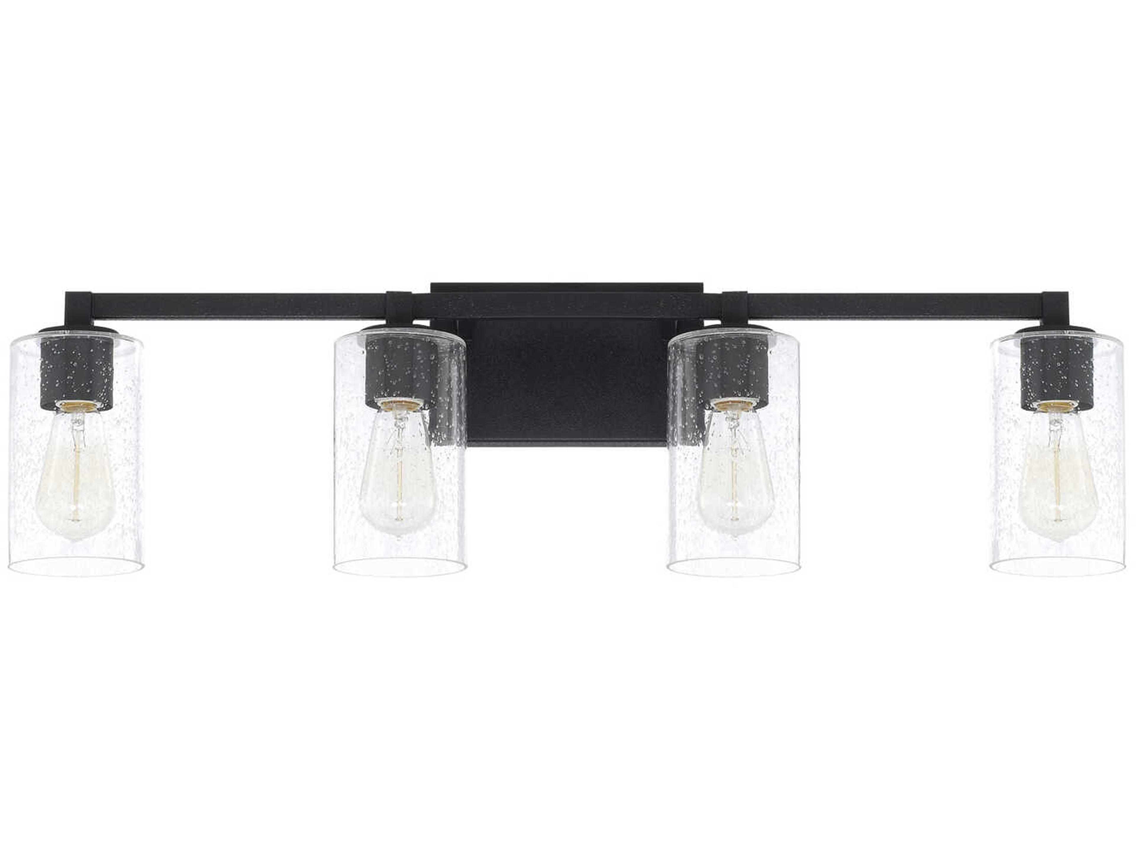 Capital Lighting Ravenwood 4-Light Black Iron Glass Vanity Light