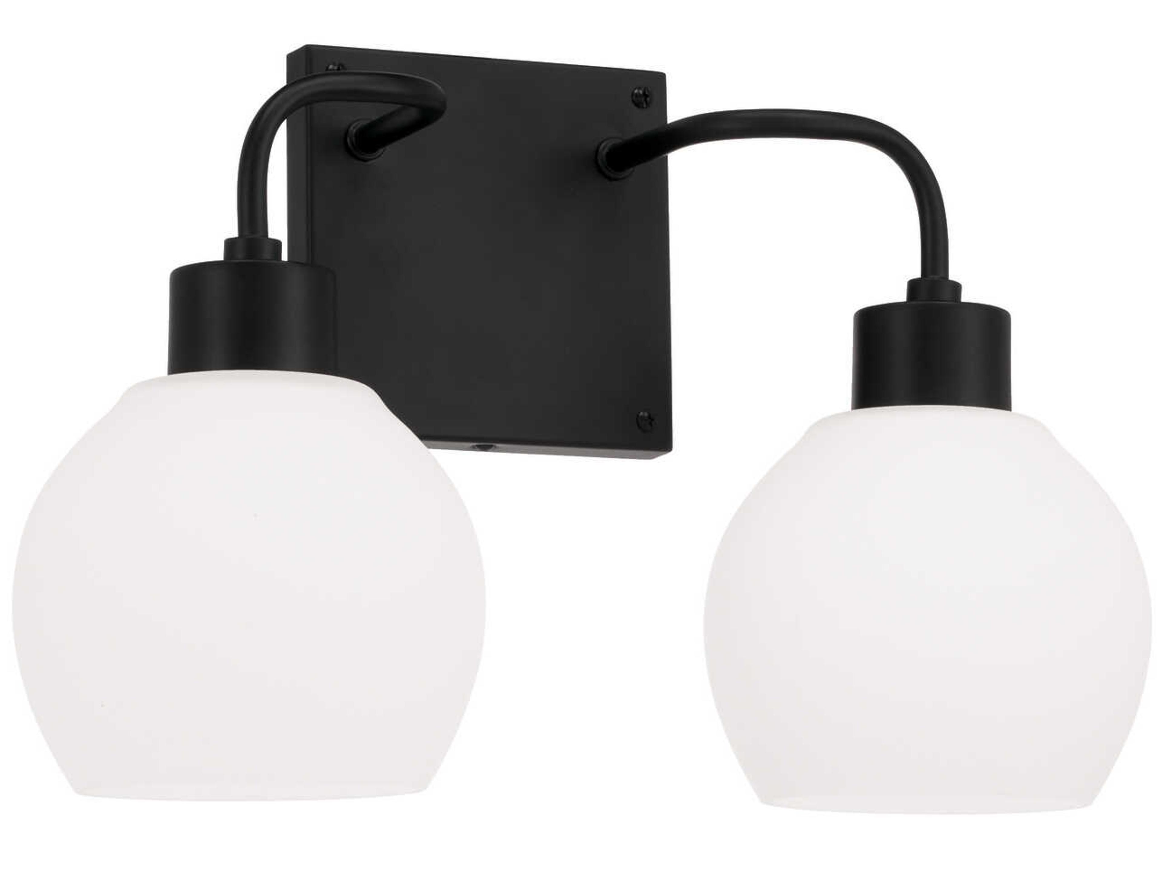 Capital Lighting Tanner 2-Light Matte Black Glass Vanity Light