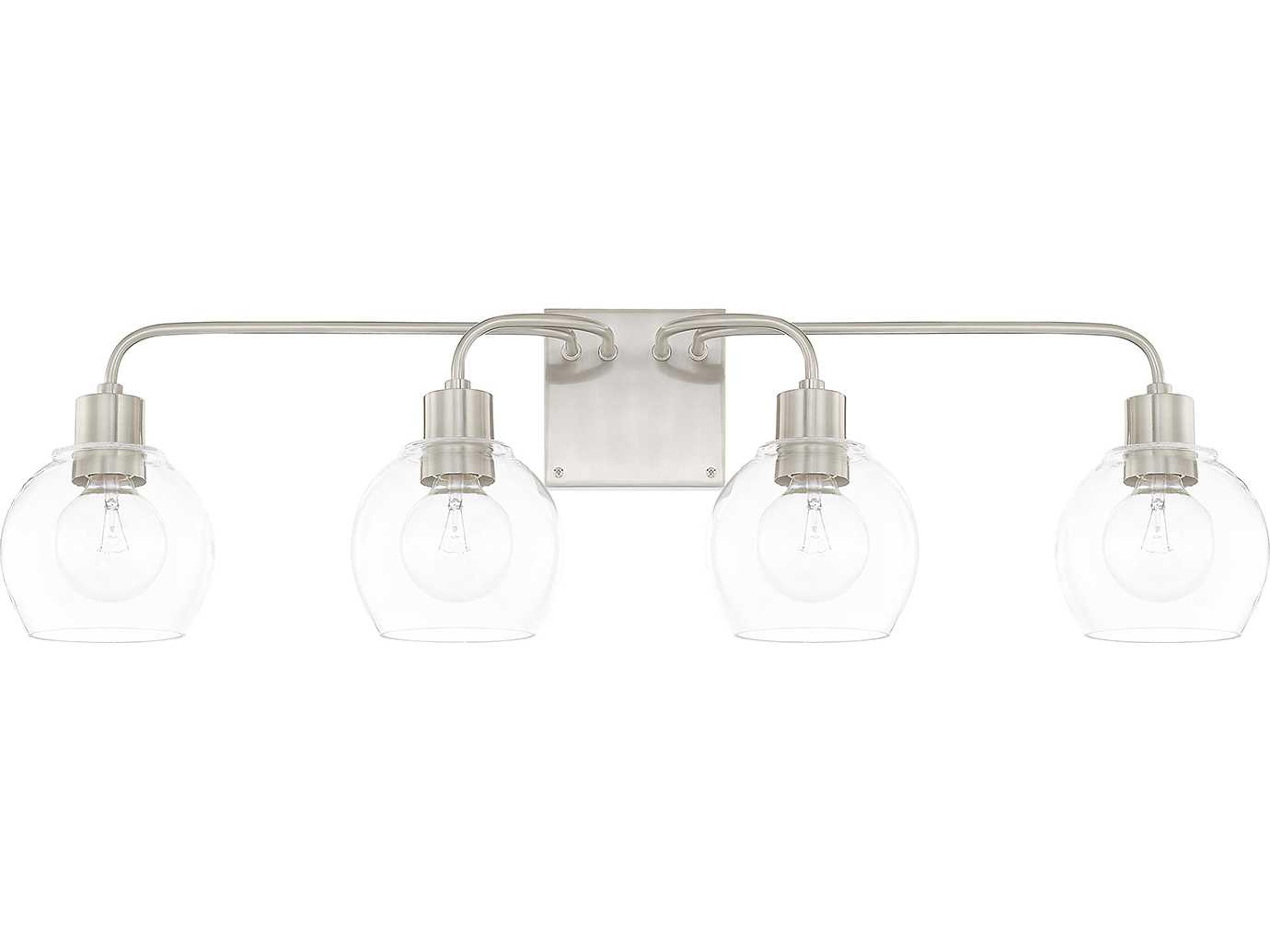 Capital Lighting Tanner 4-Light Brushed Nickel Glass Vanity Light