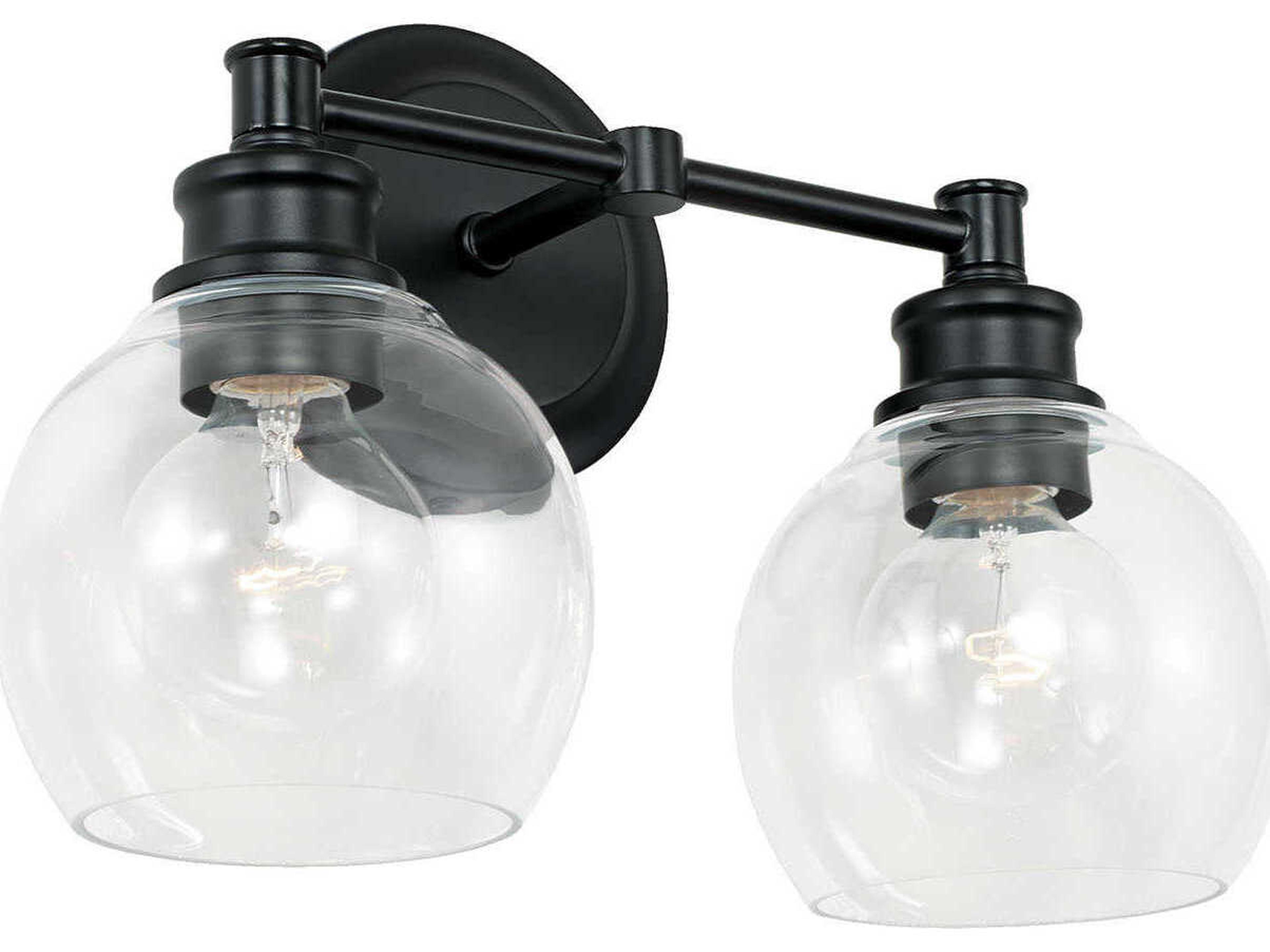 Capital Lighting Mid Century 2-Light Matte Black Glass Vanity Light