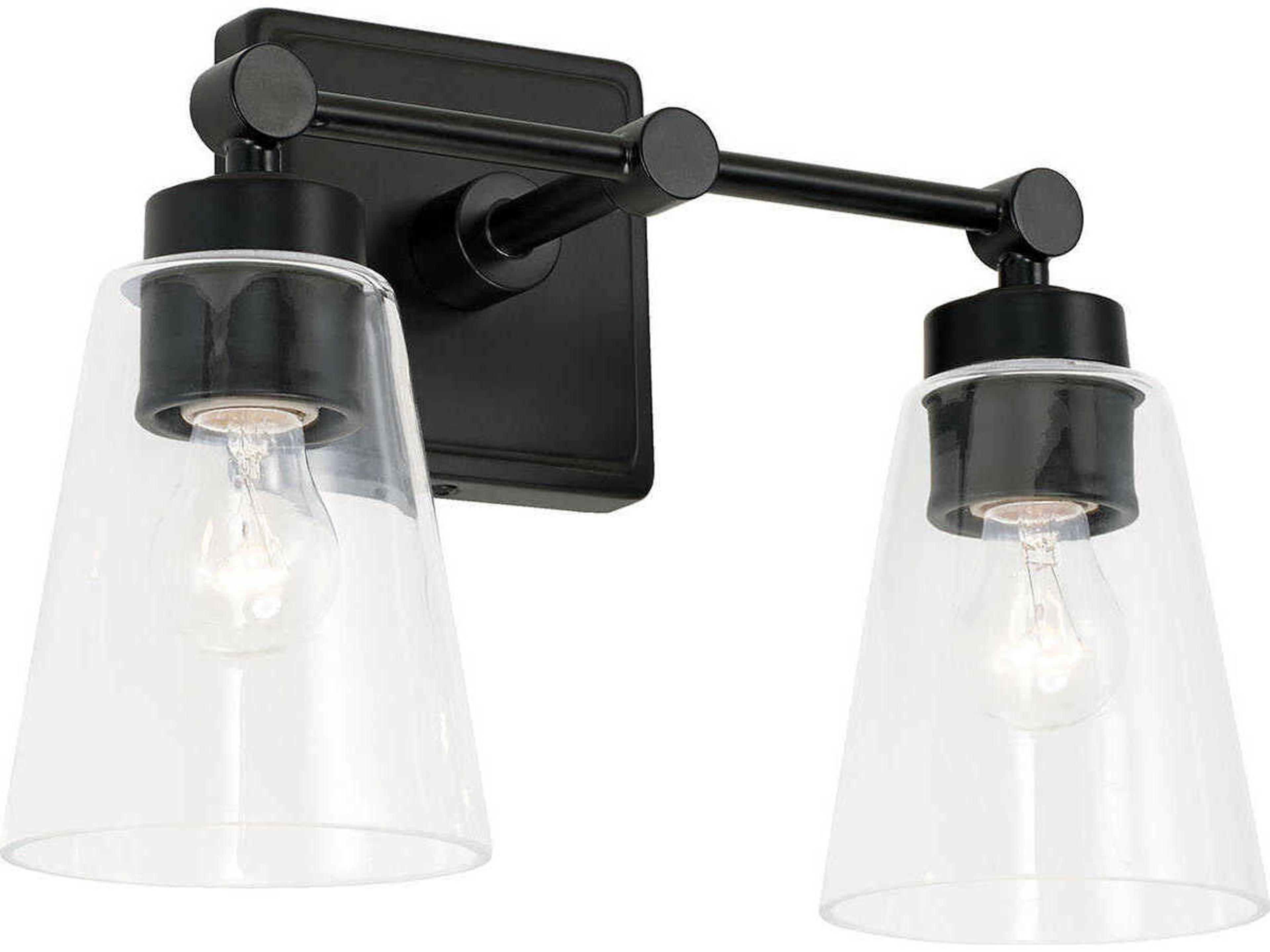 Capital Lighting Rory 2-Light Matte Black Glass Vanity Light