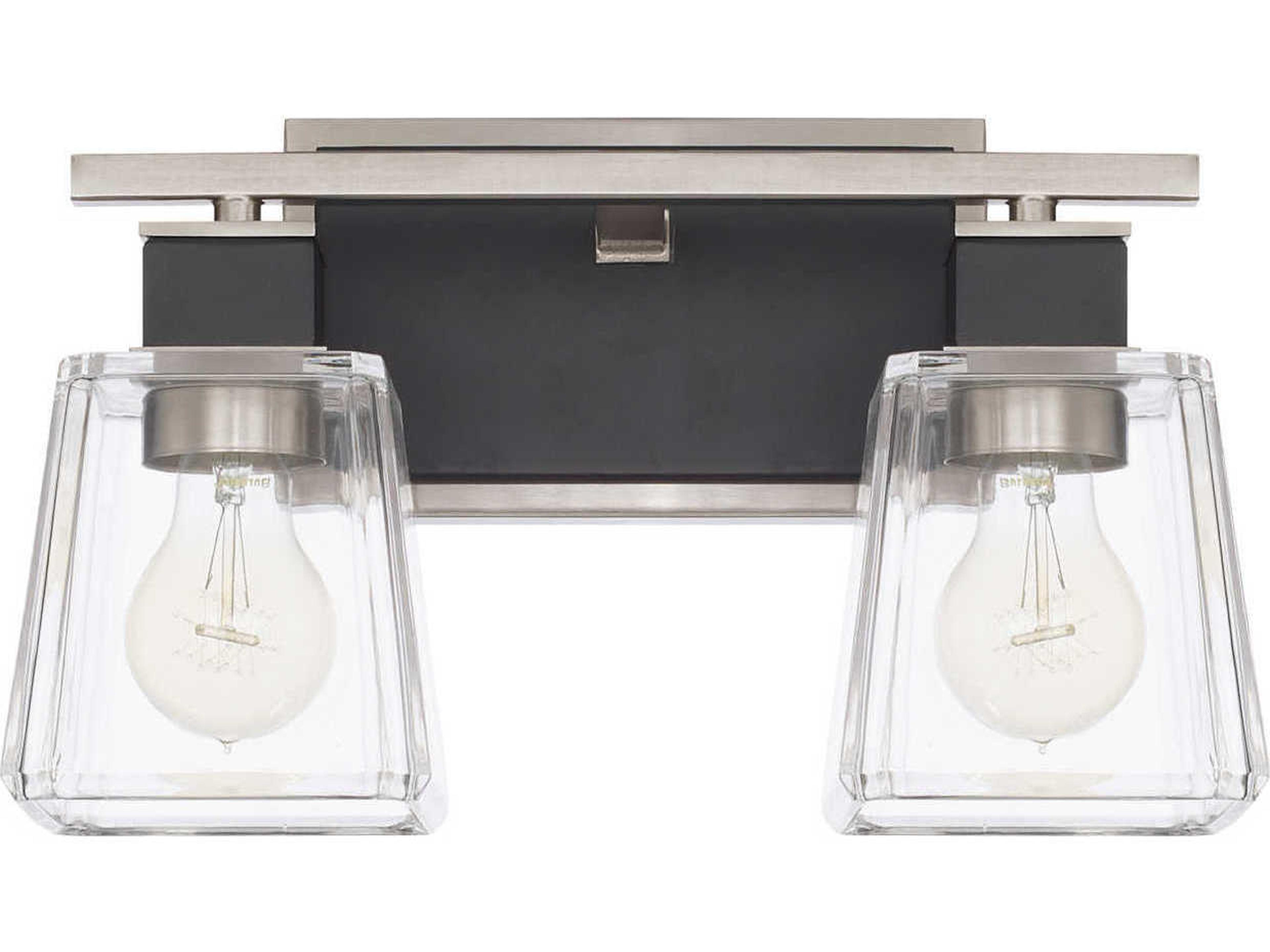 Capital Lighting Tux 2-Light Black Tie Glass Vanity Light