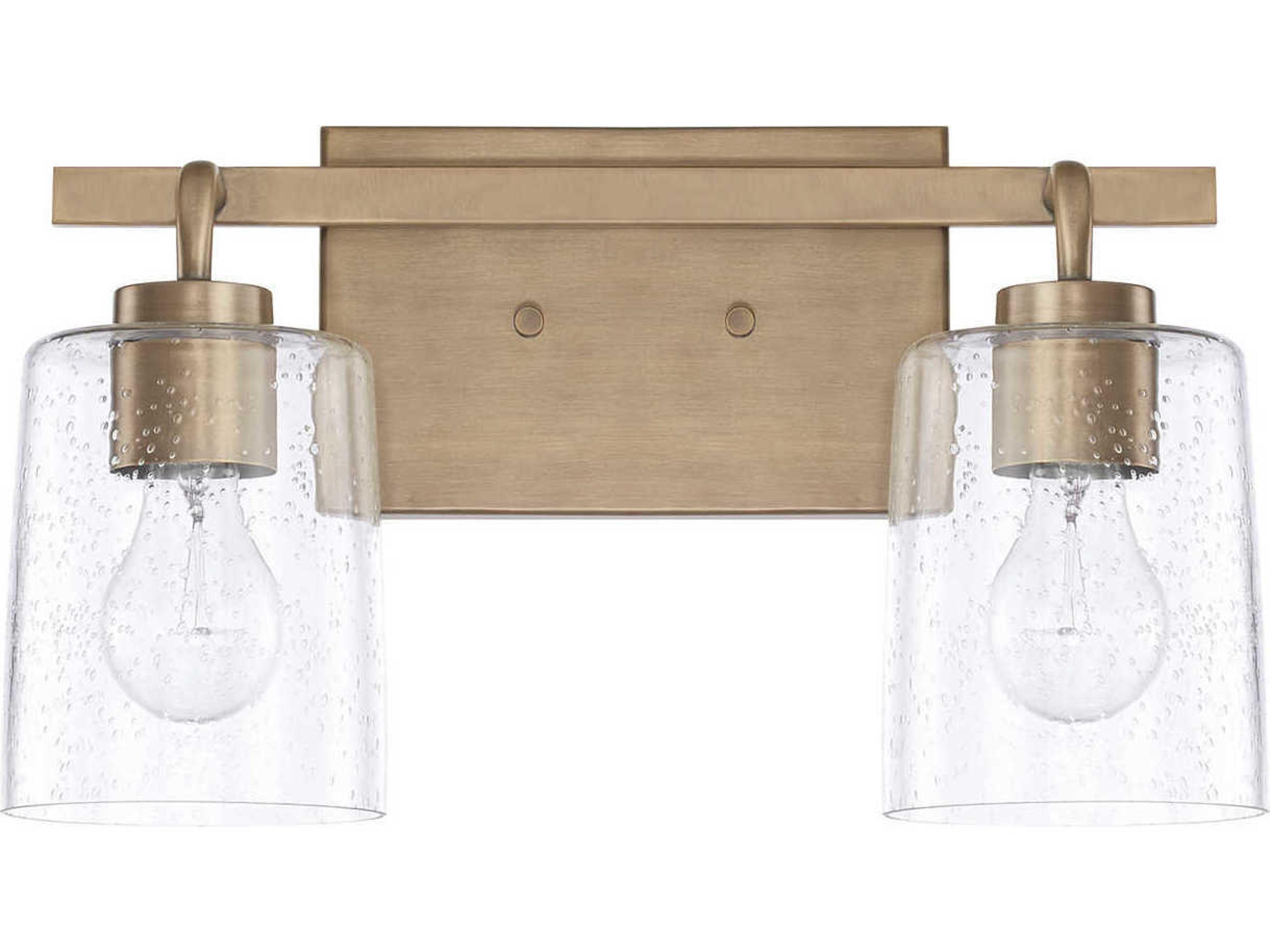 Capital Lighting Greyson 2-Light Aged Brass Glass Vanity Light