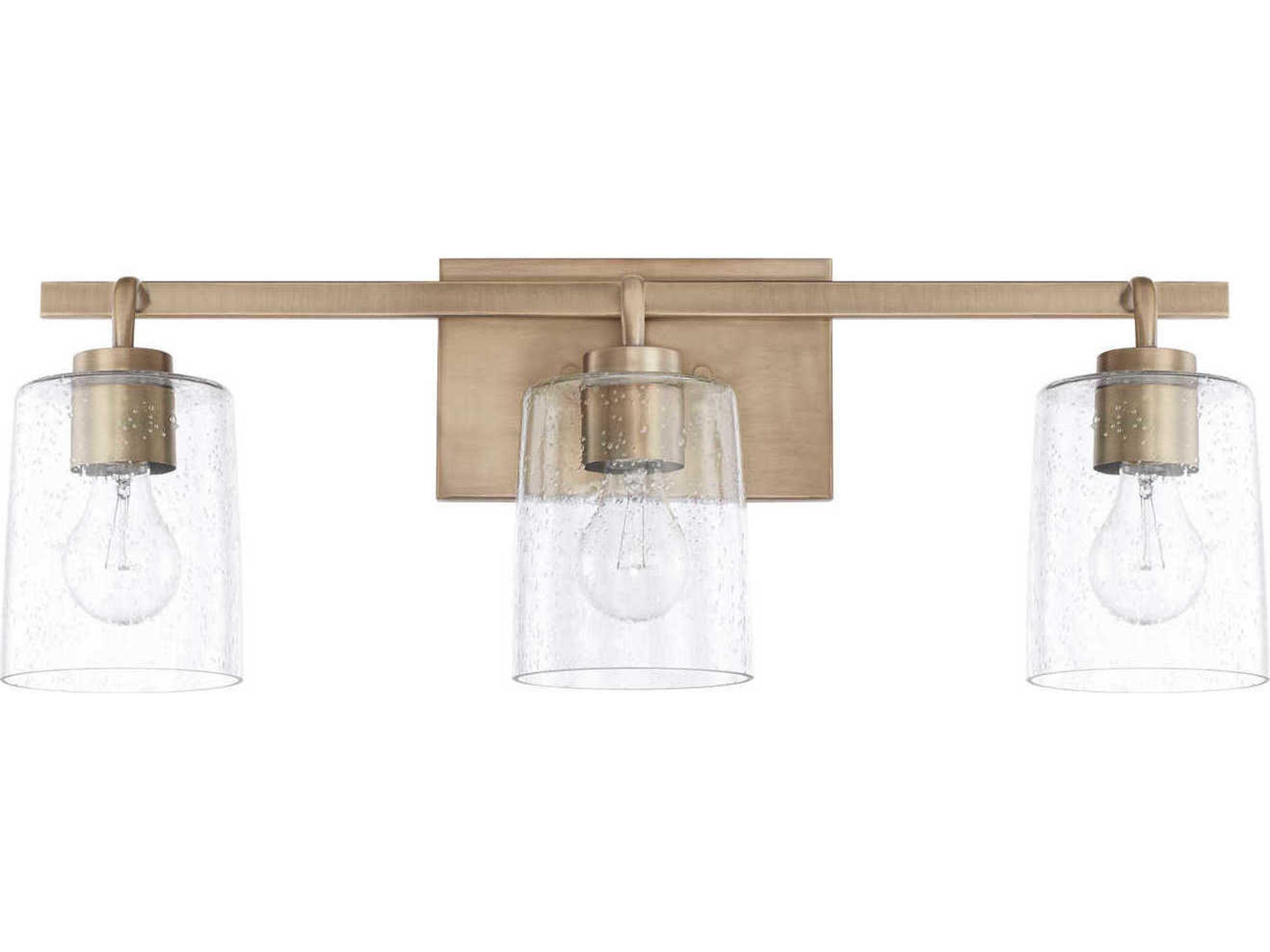 Capital Lighting Greyson 3-Light Aged Brass Glass Vanity Light