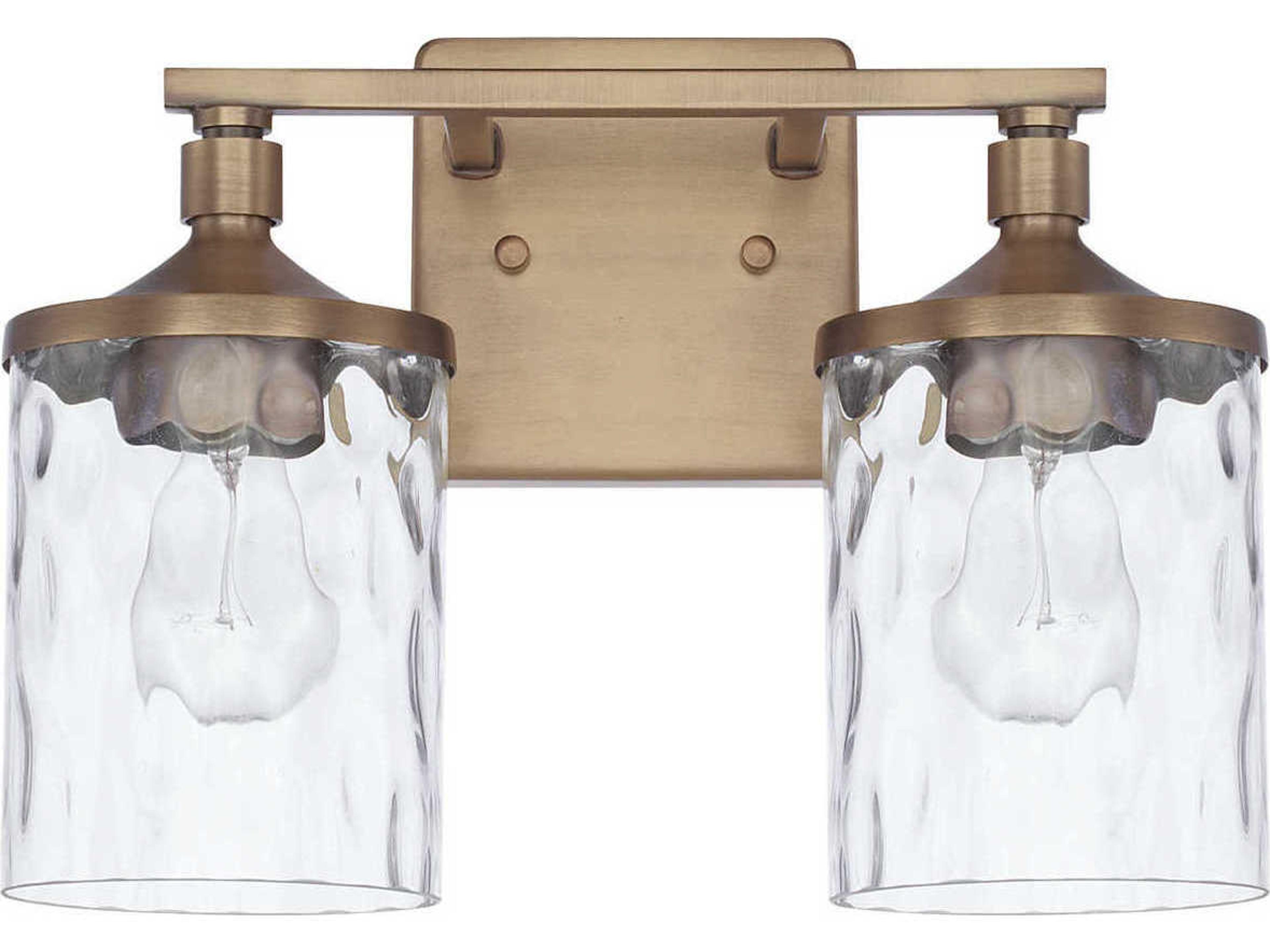 Capital Lighting Colton 2-Light Aged Brass Glass Vanity Light