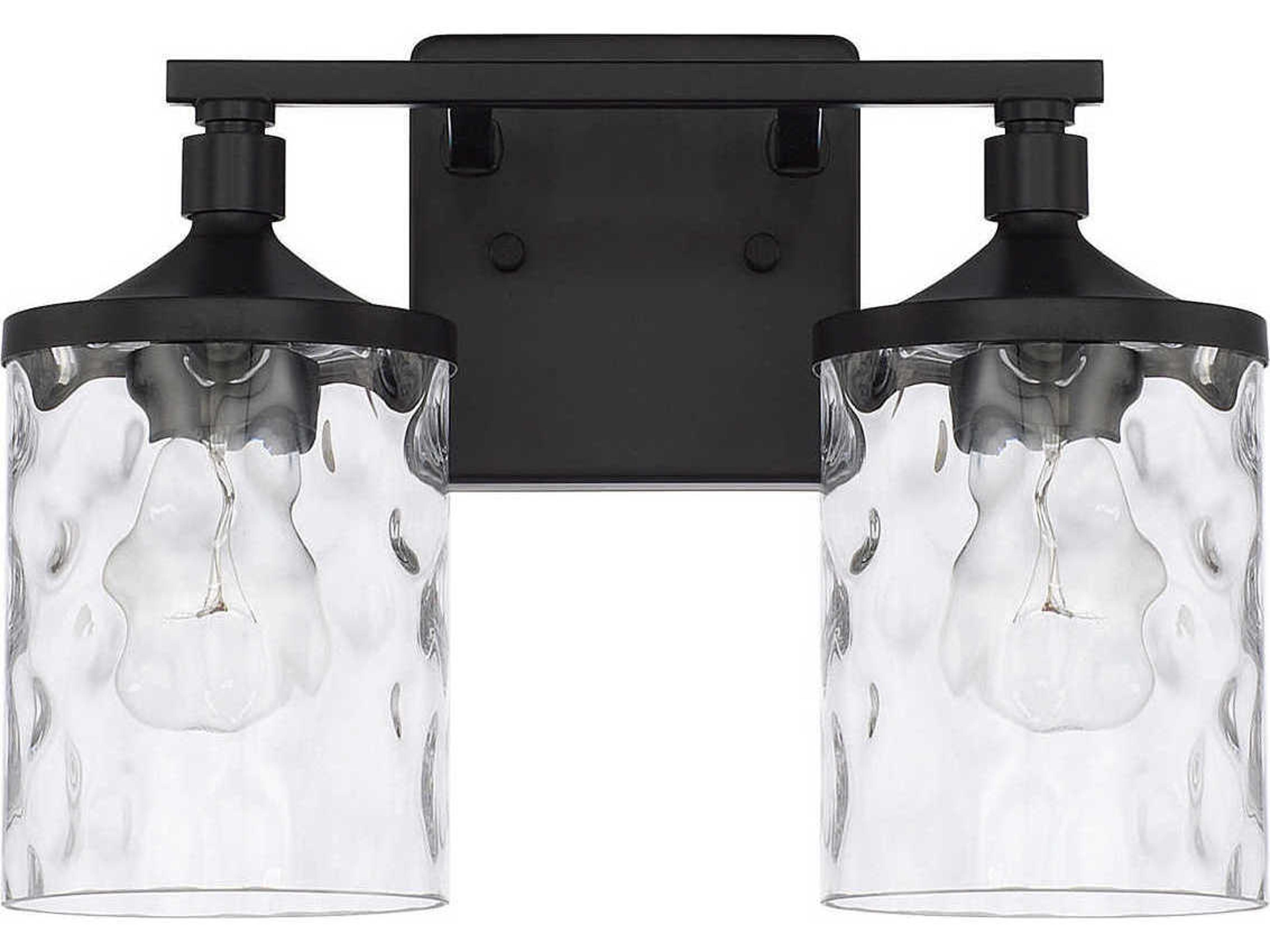 Capital Lighting Colton 2-Light Matte Black Glass Vanity Light