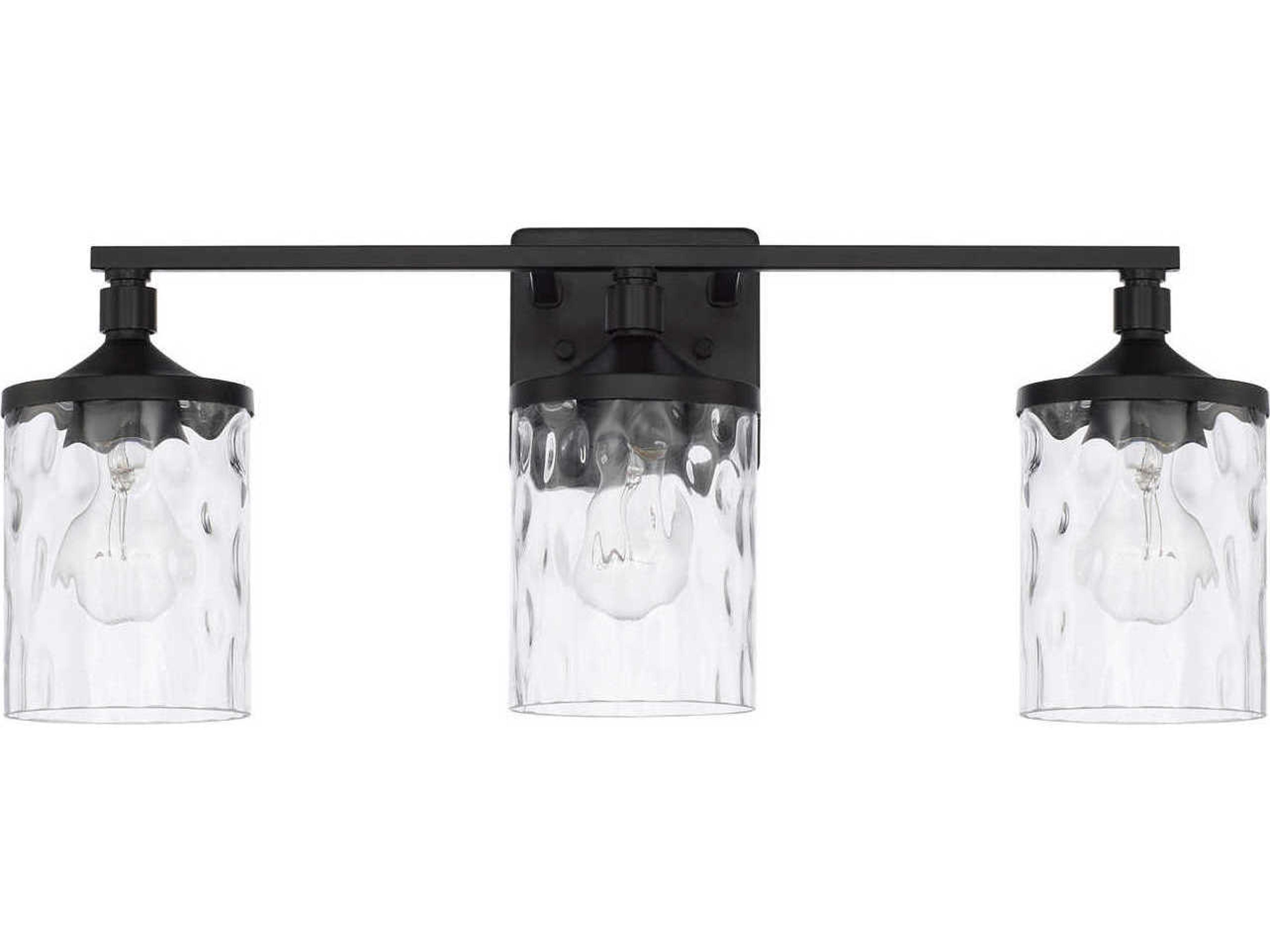 Capital Lighting Colton 3-Light Matte Black Glass Vanity Light