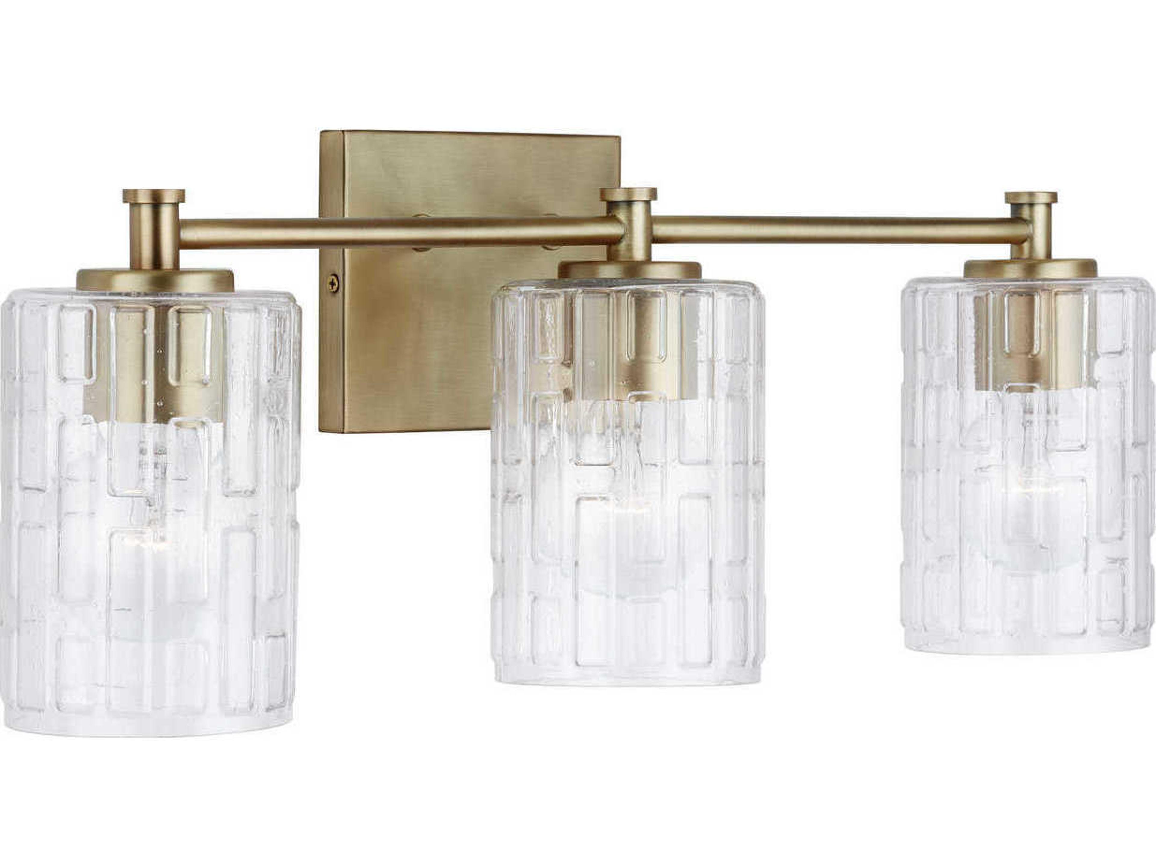 Capital Lighting Emerson 3-Light Aged Brass Glass Vanity Light