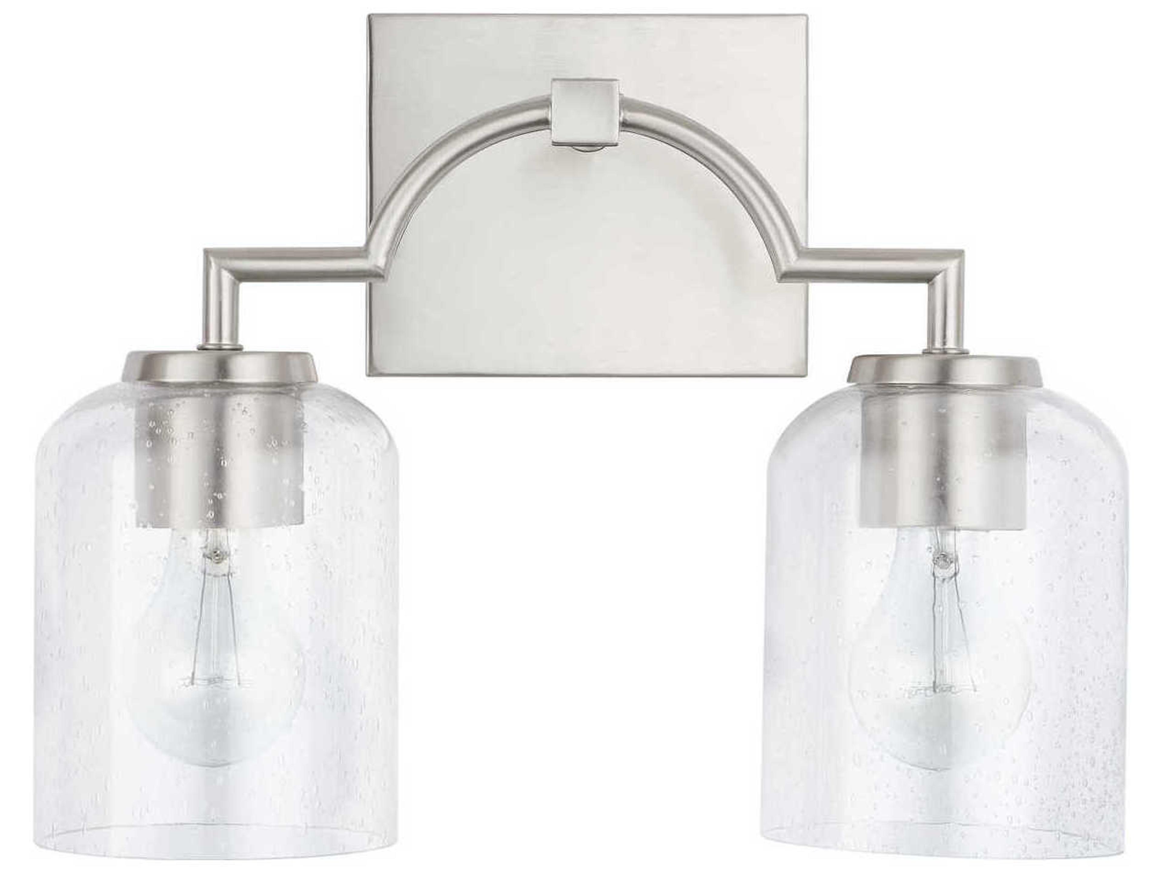 Capital Lighting Carter 2-Light Brushed Nickel Glass Vanity Light