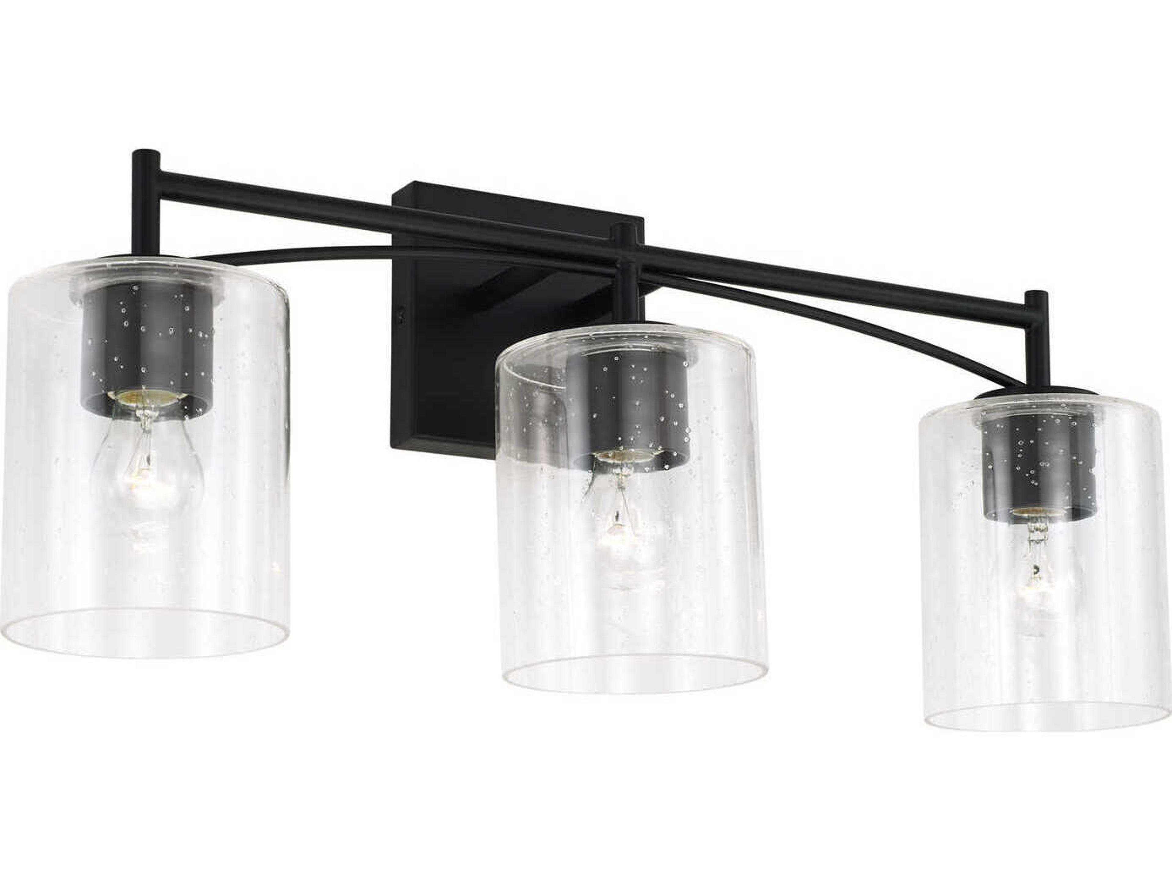 Capital Lighting Peyton 3-Light Matte Black Glass Vanity Light