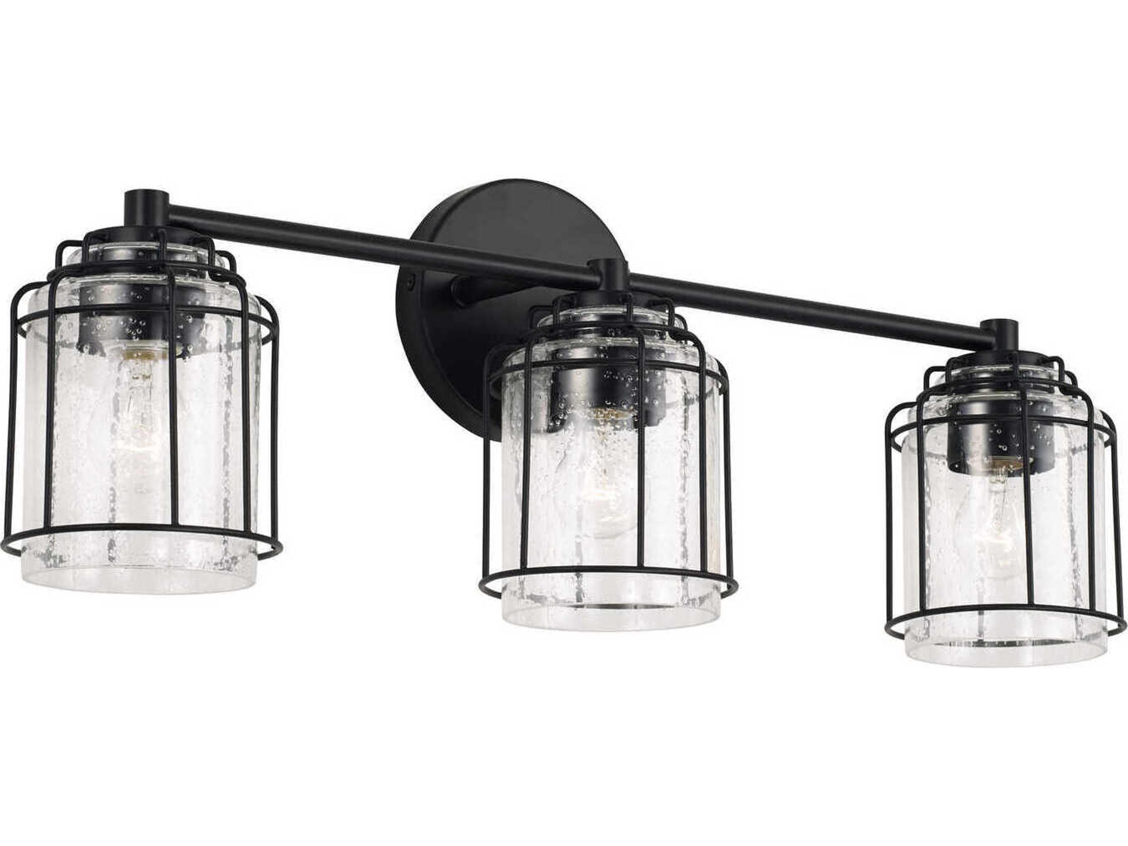 Capital Lighting Harmon 3-Light Matte Black Glass Vanity Light
