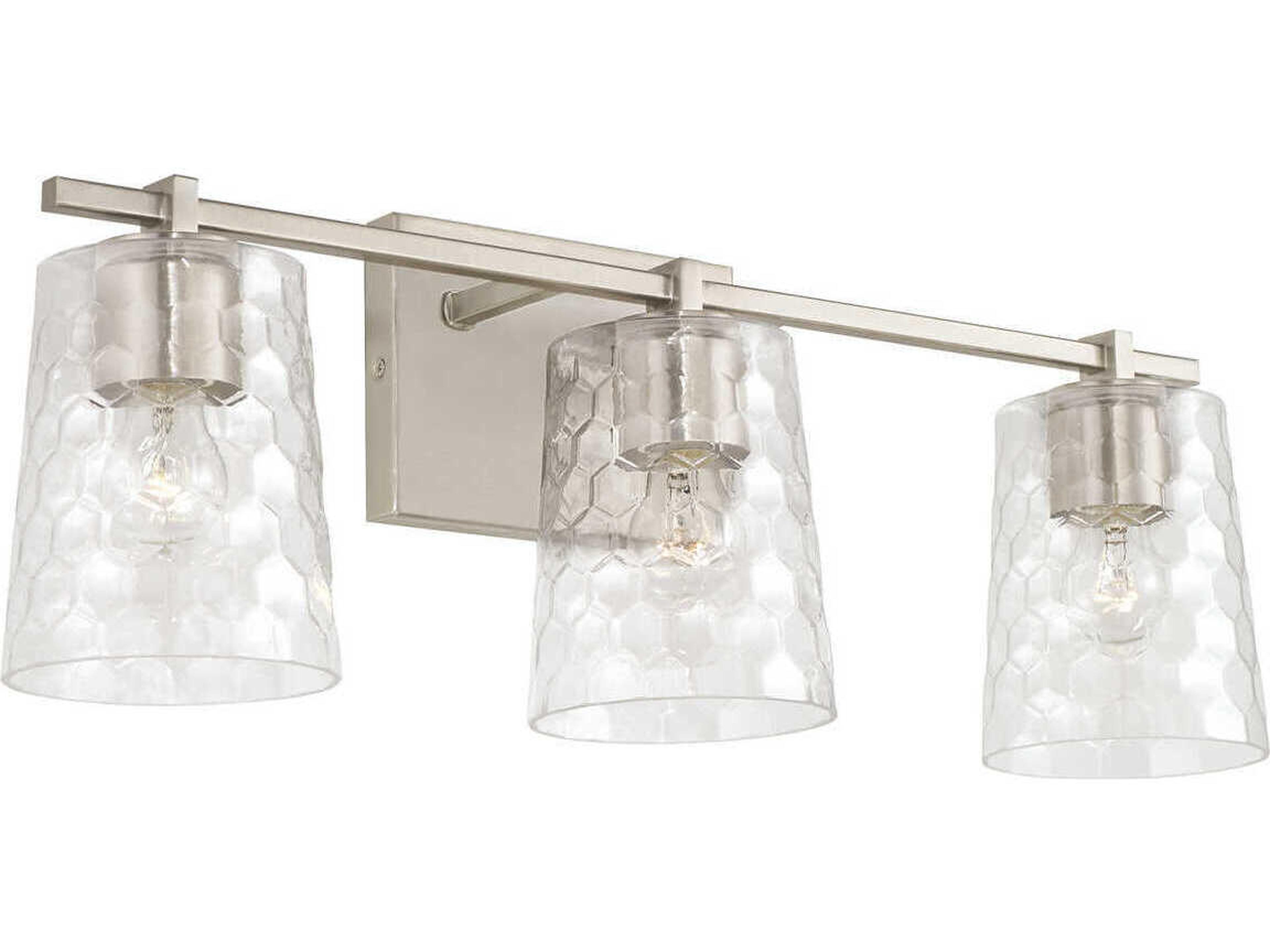 Capital Lighting Burke 3-Light Brushed Nickel Glass Vanity Light