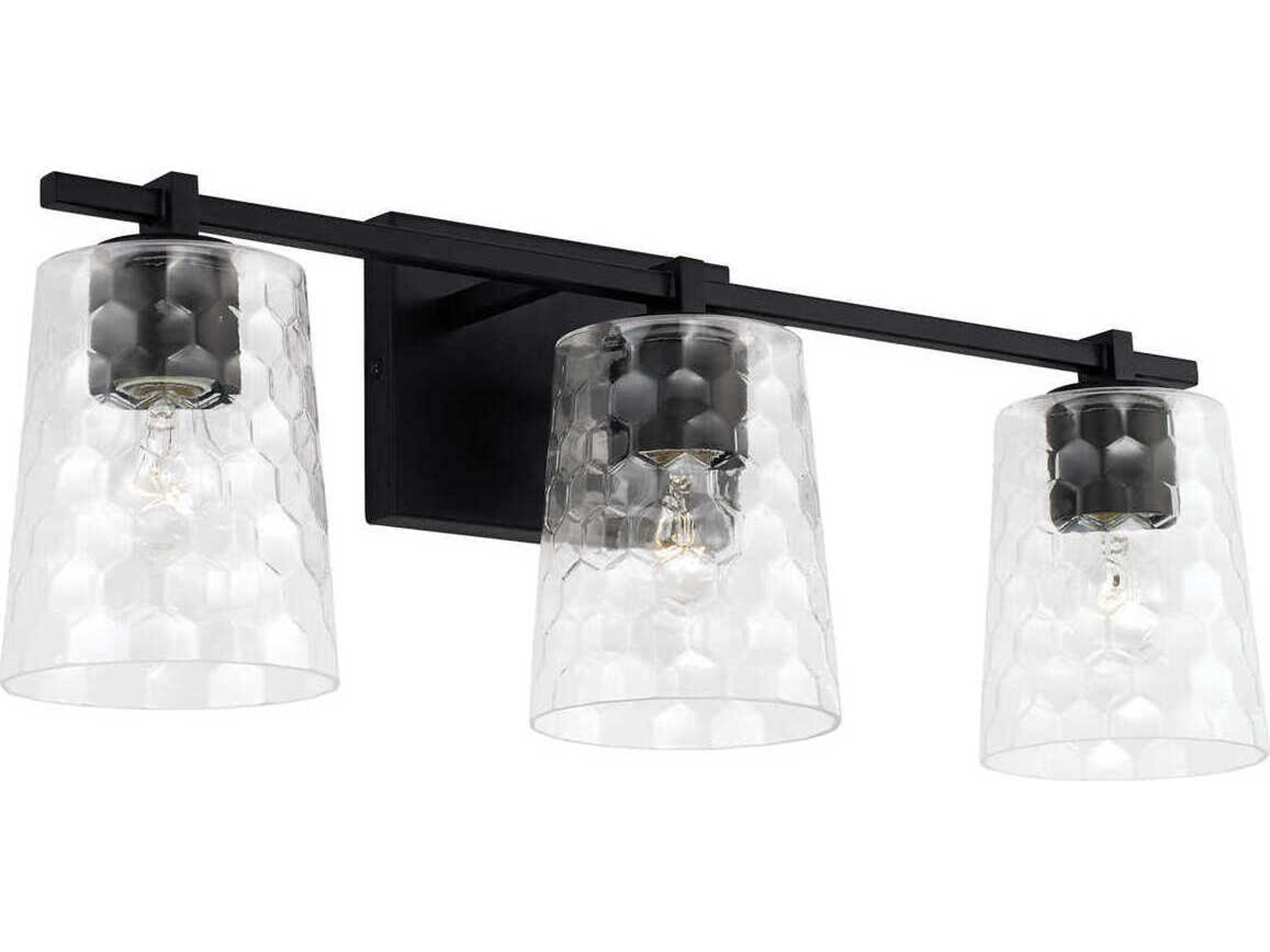 Capital Lighting Burke 3-Light Matte Black Glass Vanity Light