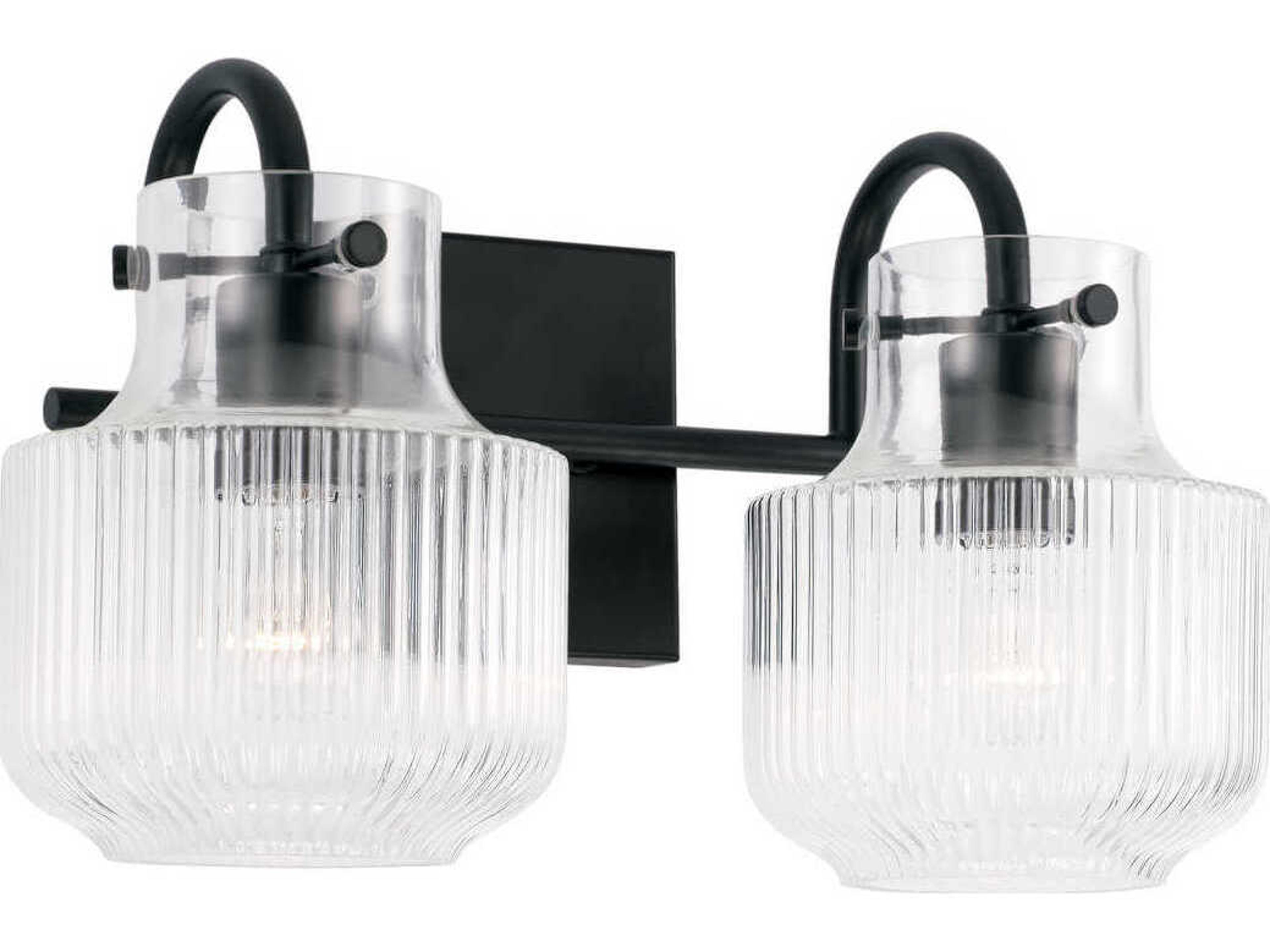 Capital Lighting Nyla 2-Light Matte Black Glass Vanity Light