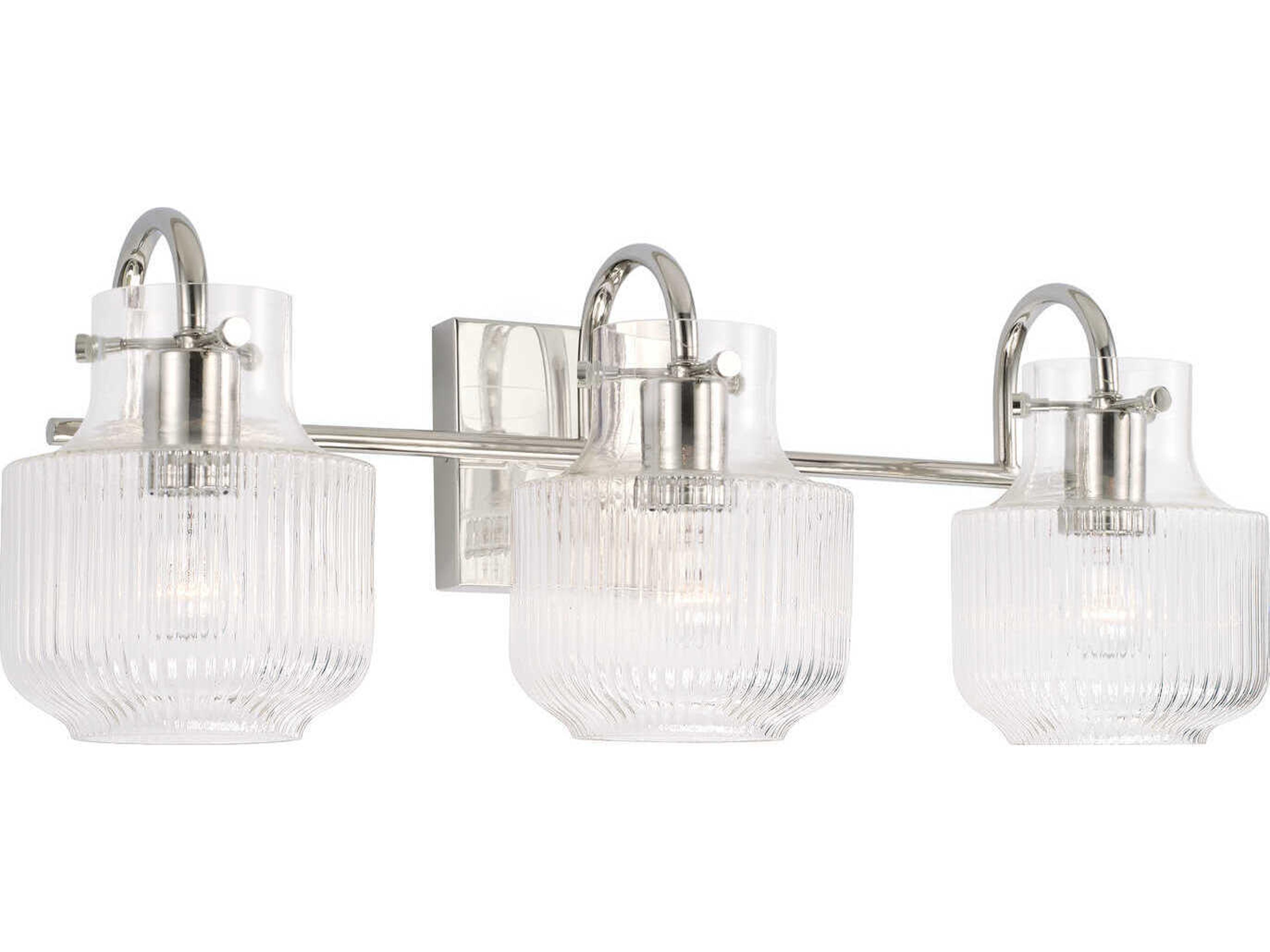 Capital Lighting Nyla 3-Light Polished Nickel Glass Vanity Light